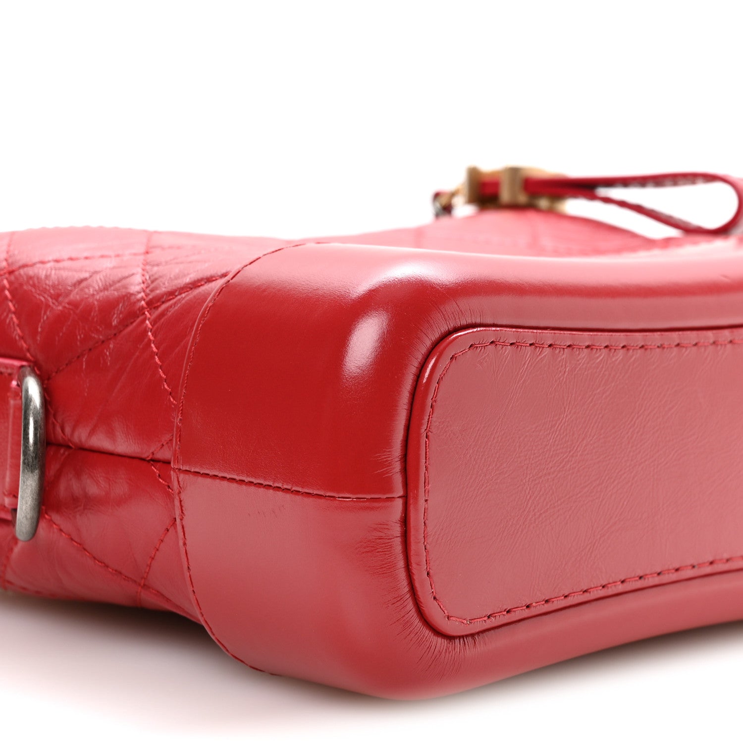 Aged Calfskin Quilted Small Gabrielle Logo Hobo Red