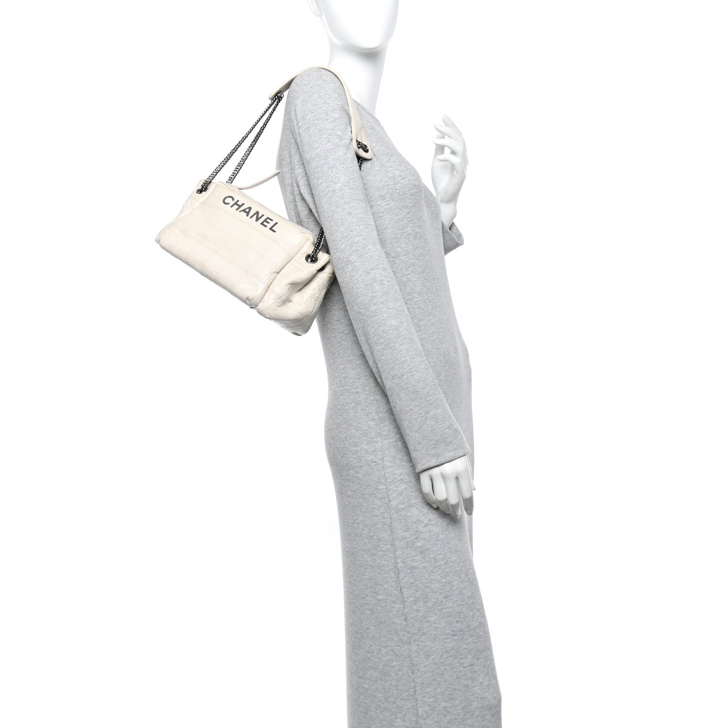 Lambskin LAX East West Shoulder Bag Ivory