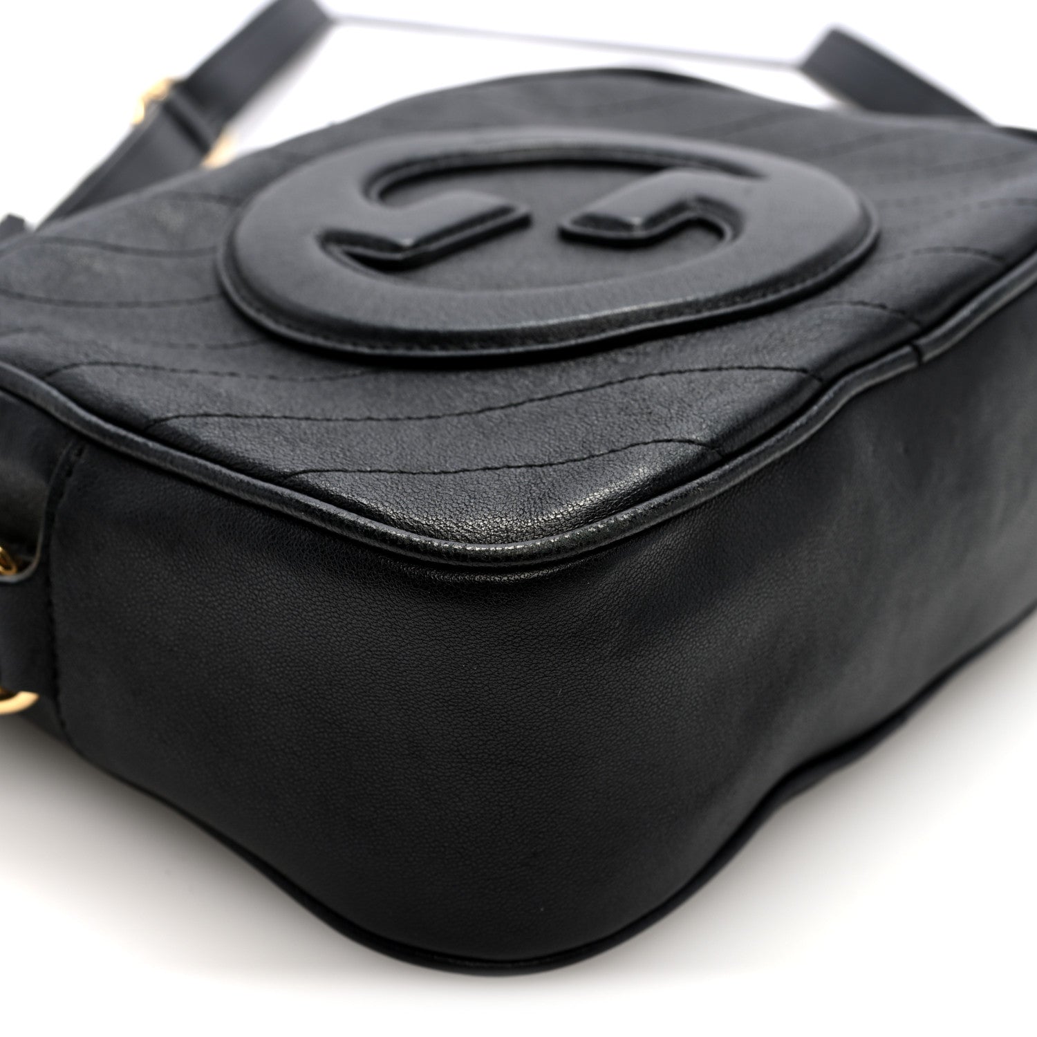 Sakai Be Green Calfskin Diagonal Stitched Small Blondie Shoulder Bag Black