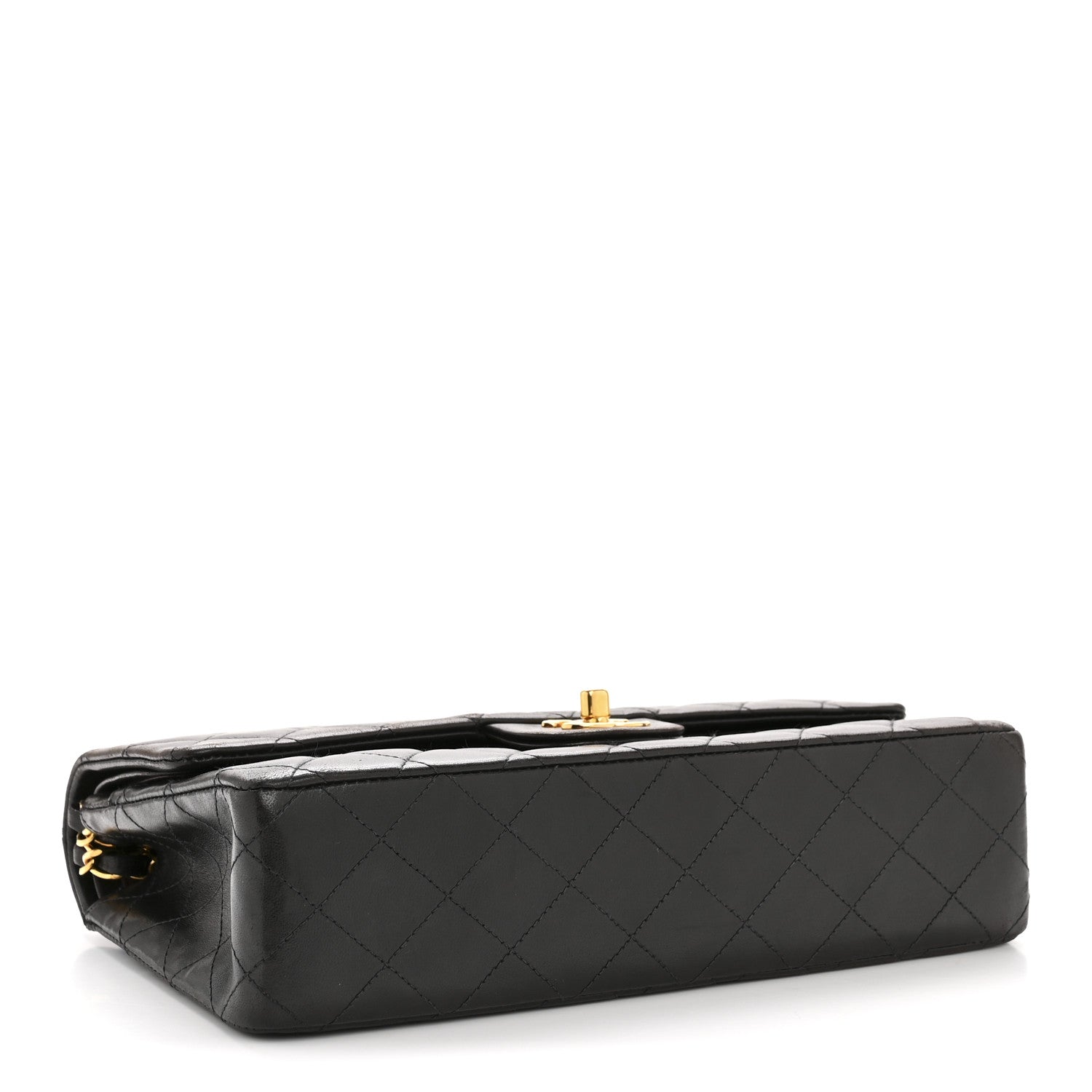 Lambskin Quilted Medium Double Flap Black