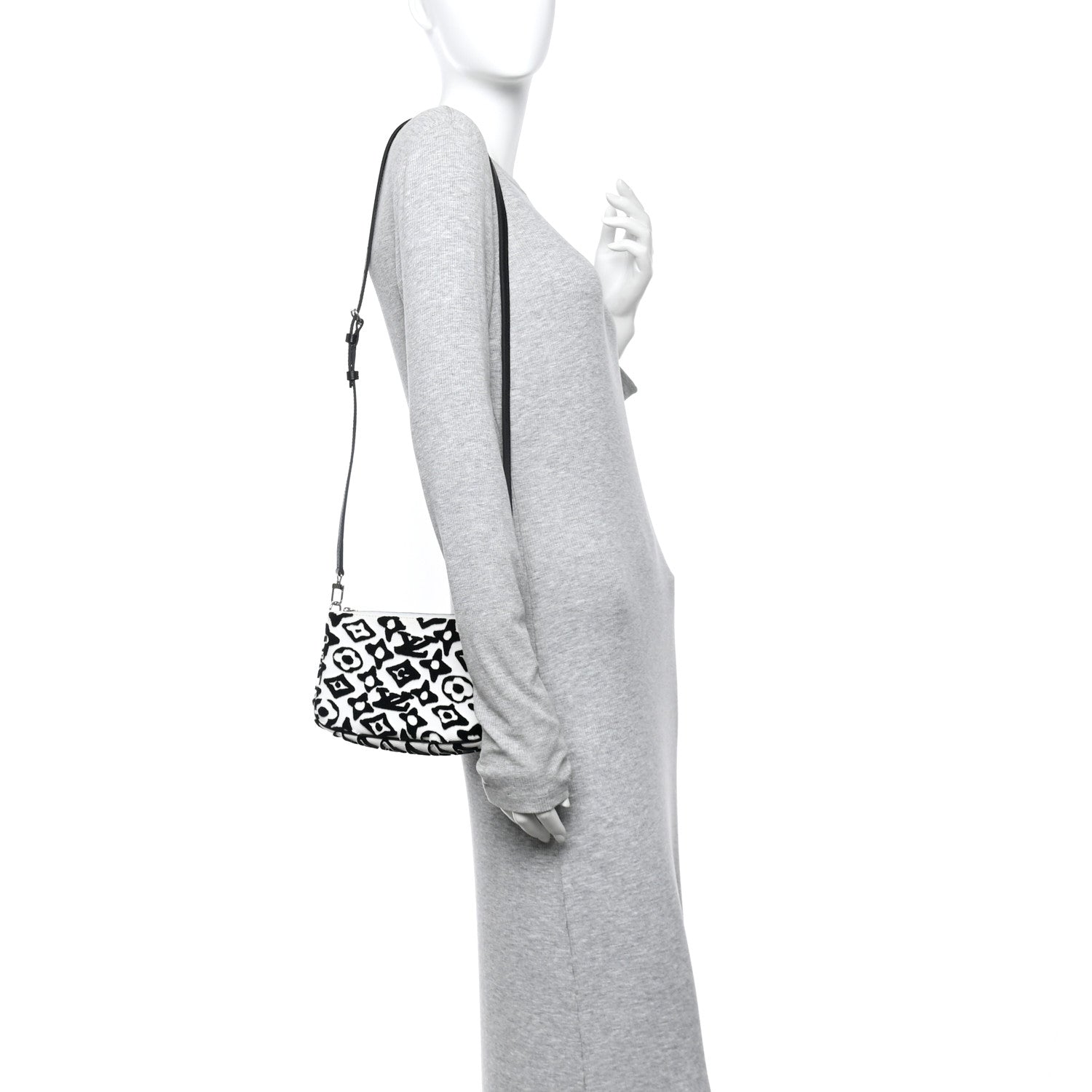 X UF Tufted Monogram Pochette Accessories White Black