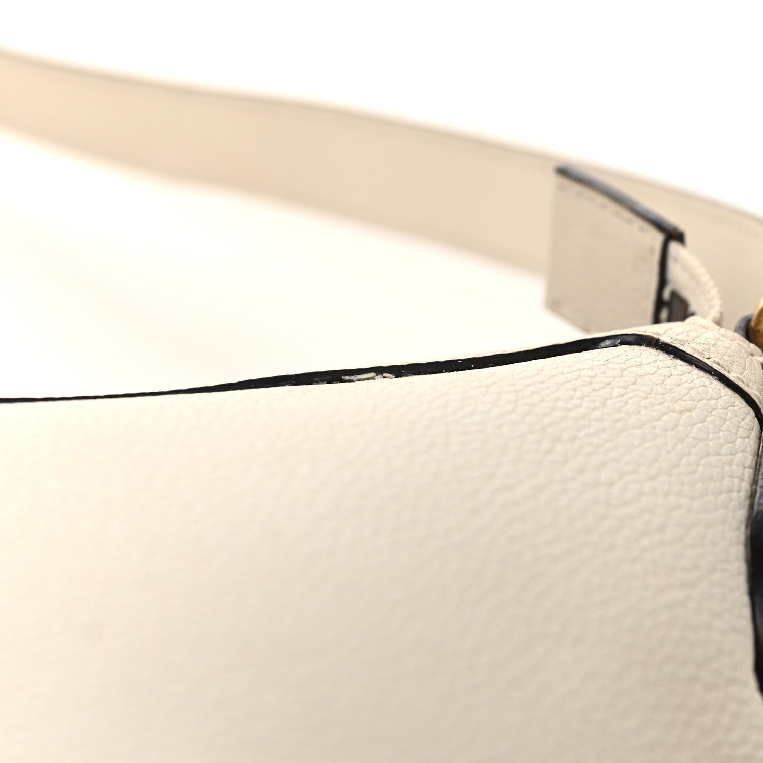 Grained Calfskin Logo Half Moon Hobo White