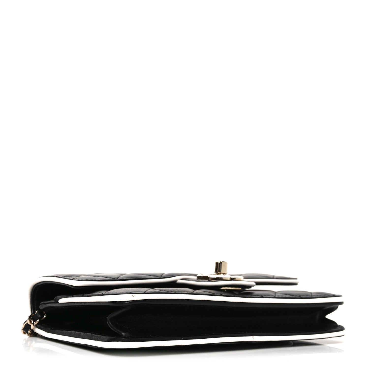Lambskin Quilted Resin CC Mini Flap Bag Black White