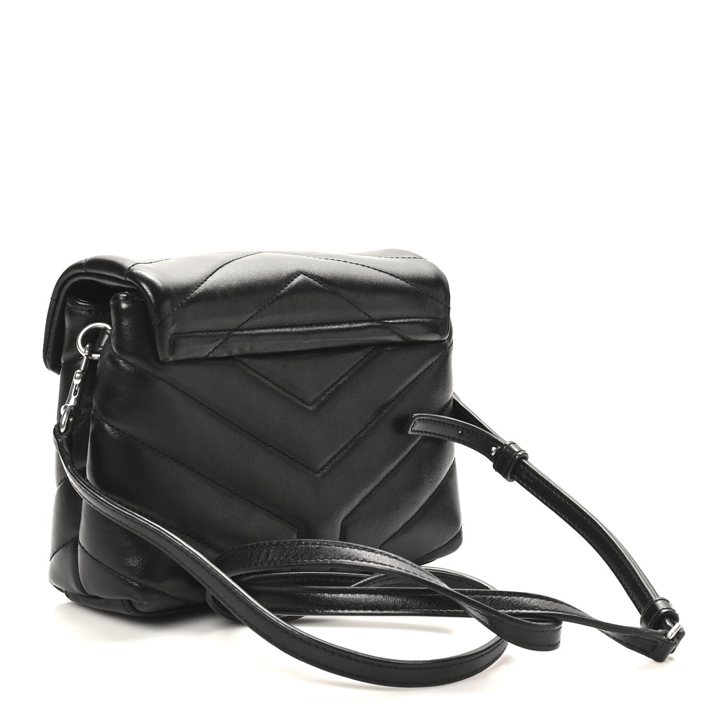 Calfskin Y Quilted Monogram Toy Loulou Crossbody Bag Black