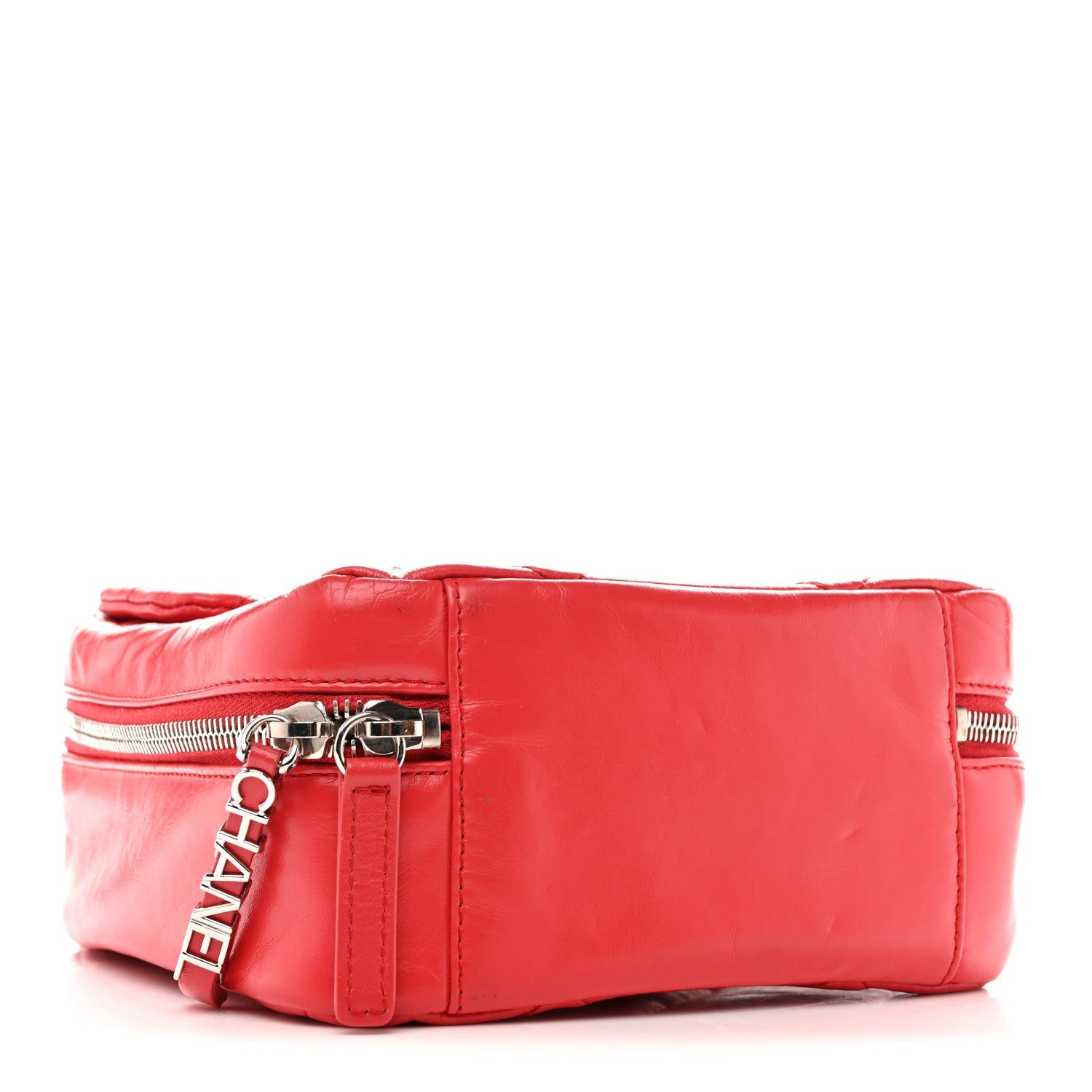 Aged Calfskin Quilted Top Handle Camera Case Red