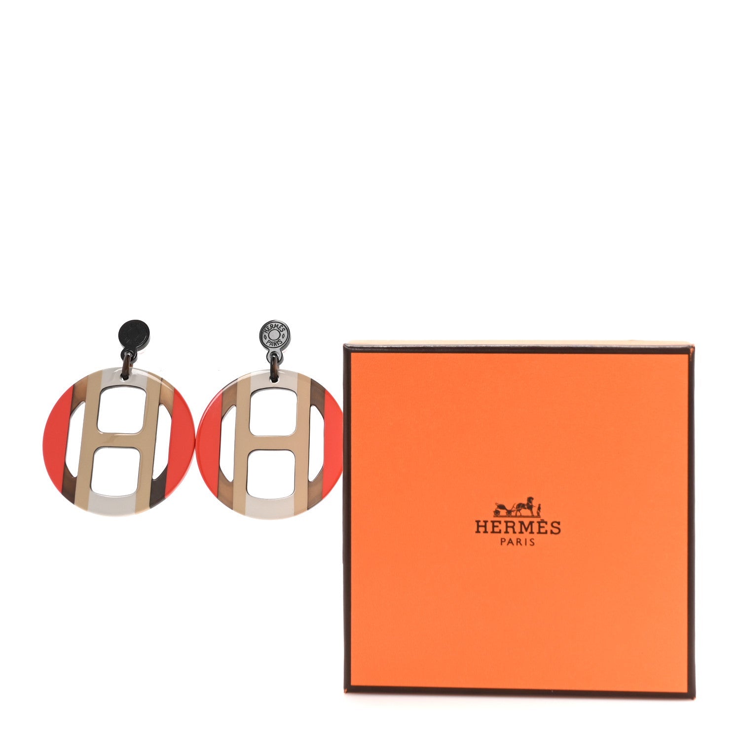 Lacquered Horn H Equipe Earrings