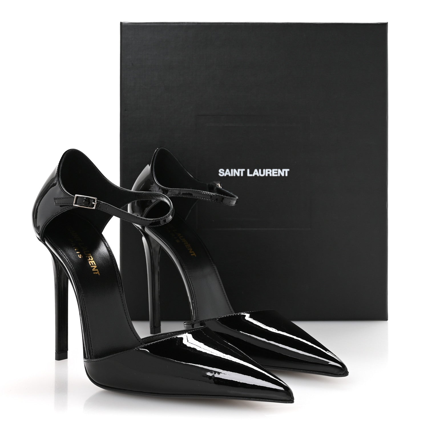 Vernice Grupy Avenue 110 Ankle Strap Pointed Pumps 38.5 Black