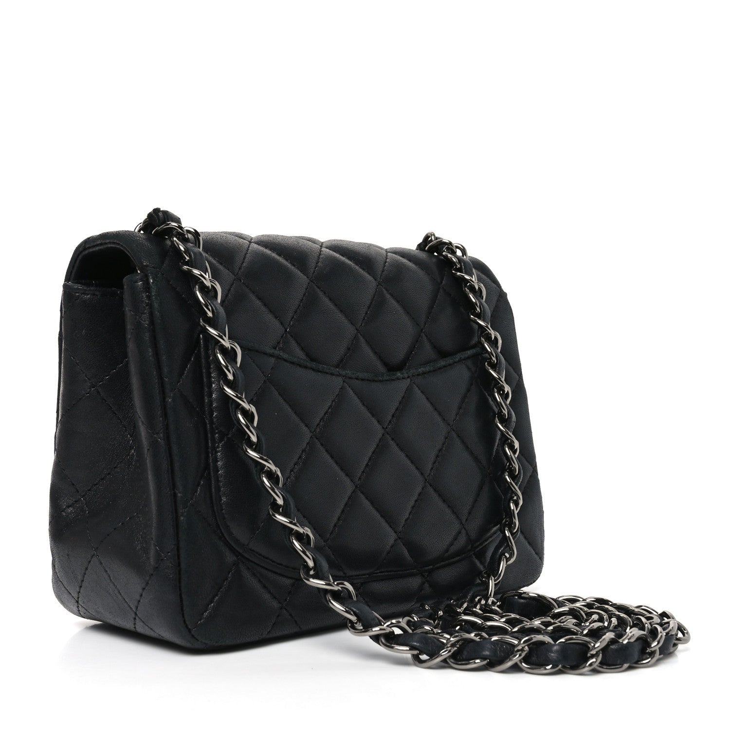 Lambskin Quilted Mini Square Flap Black