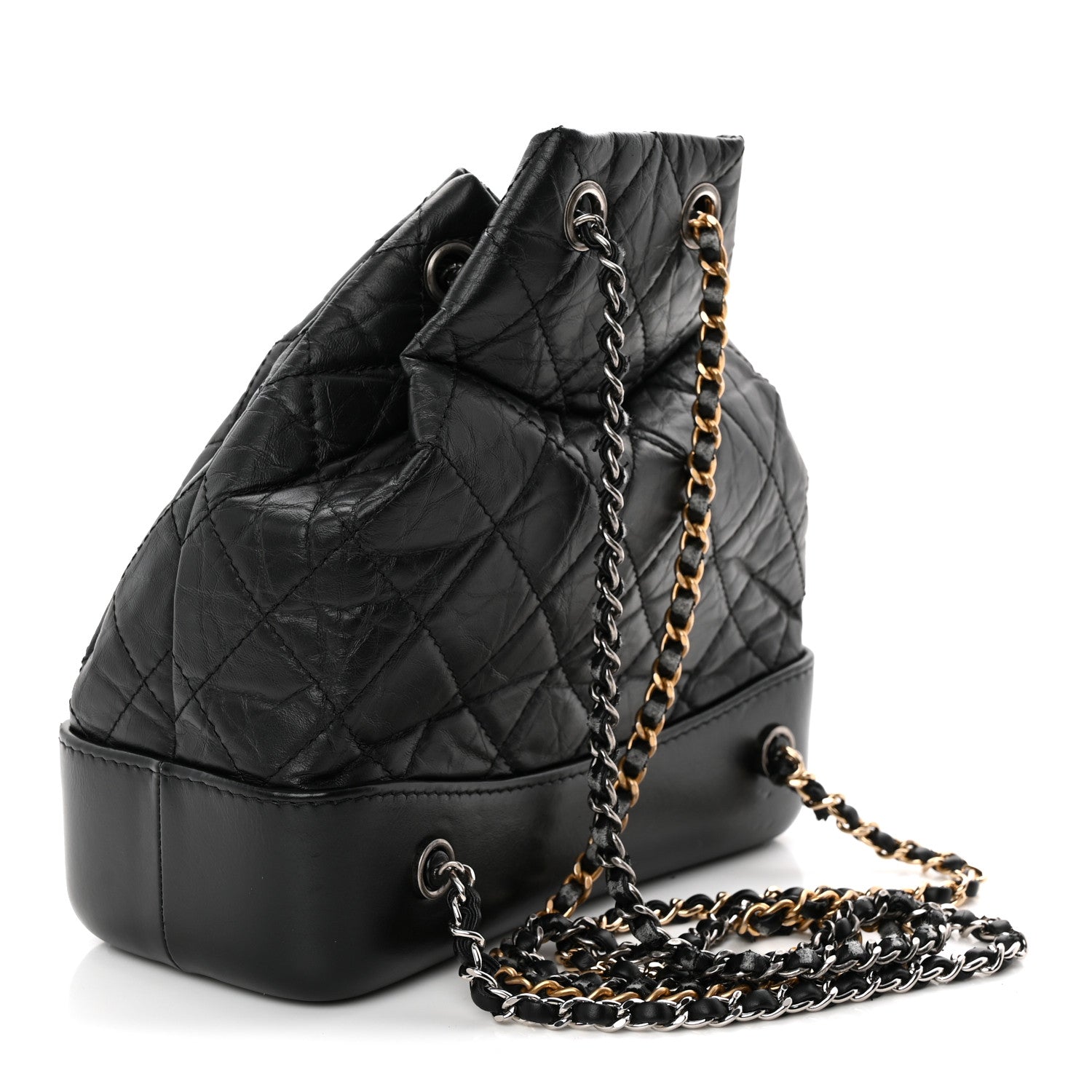 Aged Calfskin Quilted Small Gabrielle Backpack Black