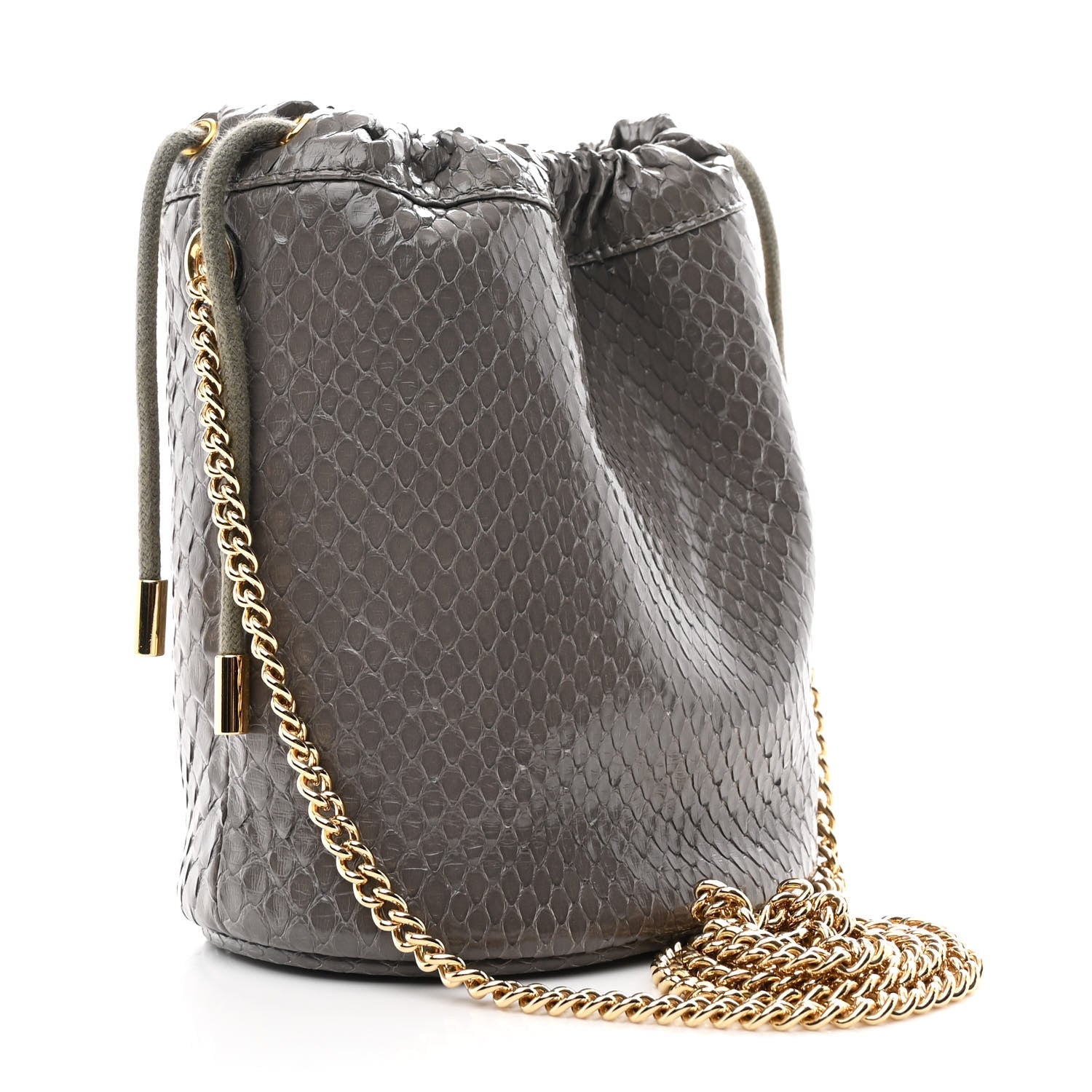 Snakeskin Mini Zumi Bucket Bag Dusty Grey