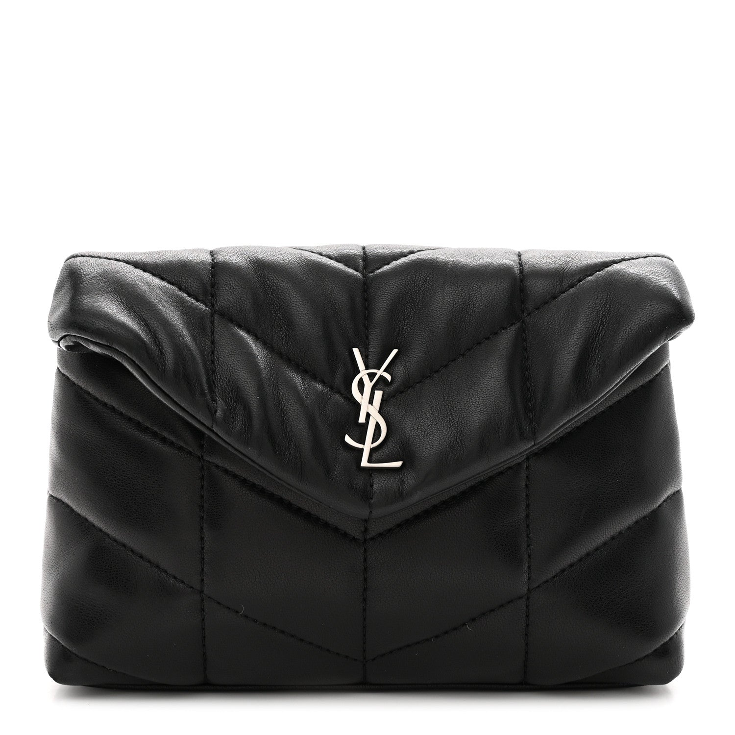 Lambskin Monogram Loulou Puffer Pouch Clutch Black