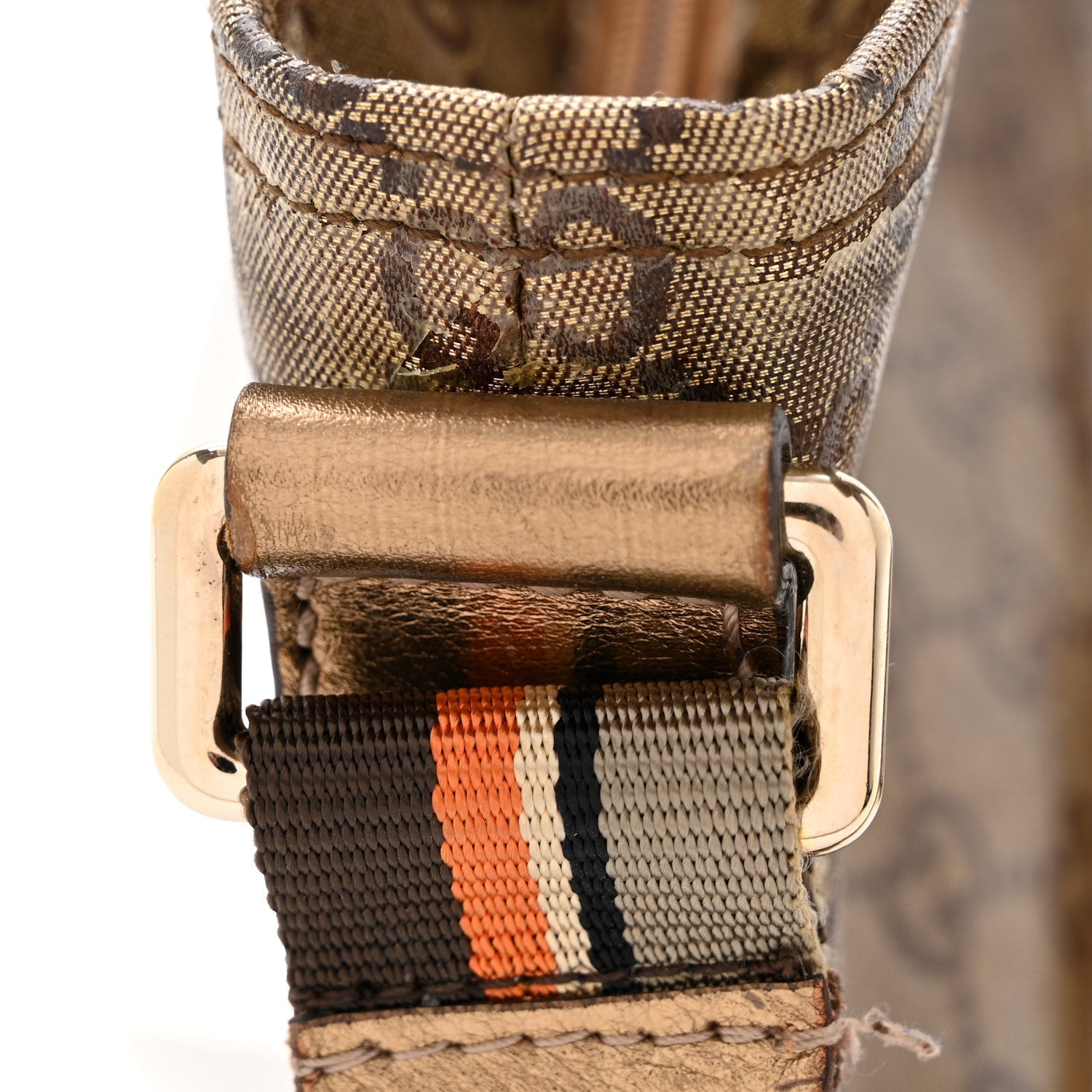 Crystal Monogram Web Small Flat Messenger Crossbody Bronze