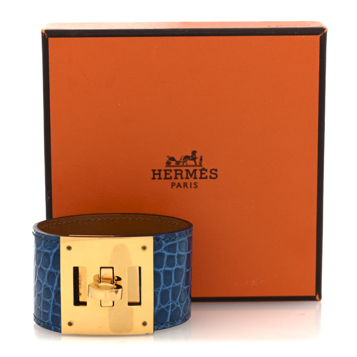 Shiny Alligator  Kelly Dog Cuff S Bleu Izmir