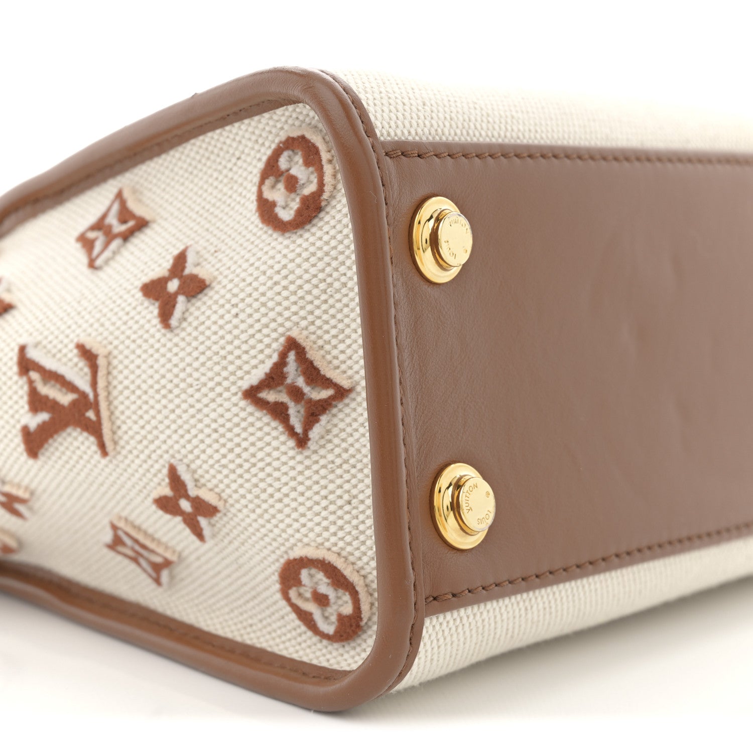 Canvas Calfskin Monogram On My Side PM Caramel Tan