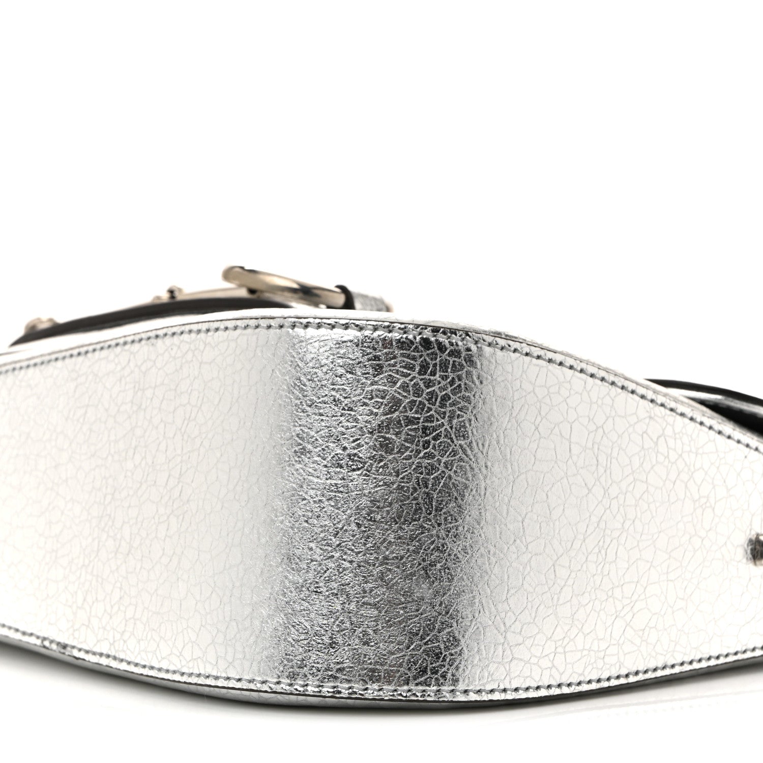 Metallic Calfskin Small Horsebit 1955 Asymmetric Shoulder Bag Silver