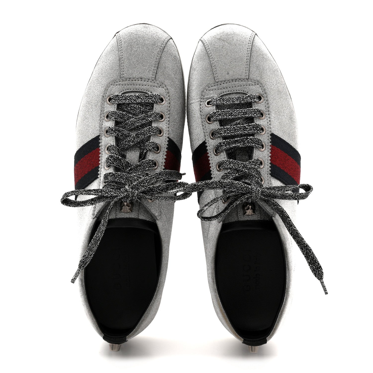 Glitter Fabric Studded Web Mens Sneakers 9 Silver