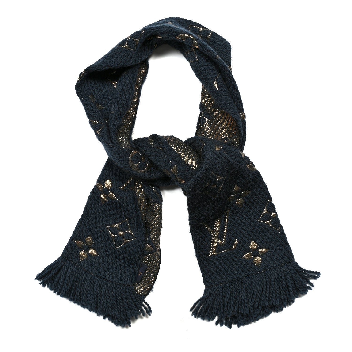 Wool Silk Logomania Shine Scarf Petrol