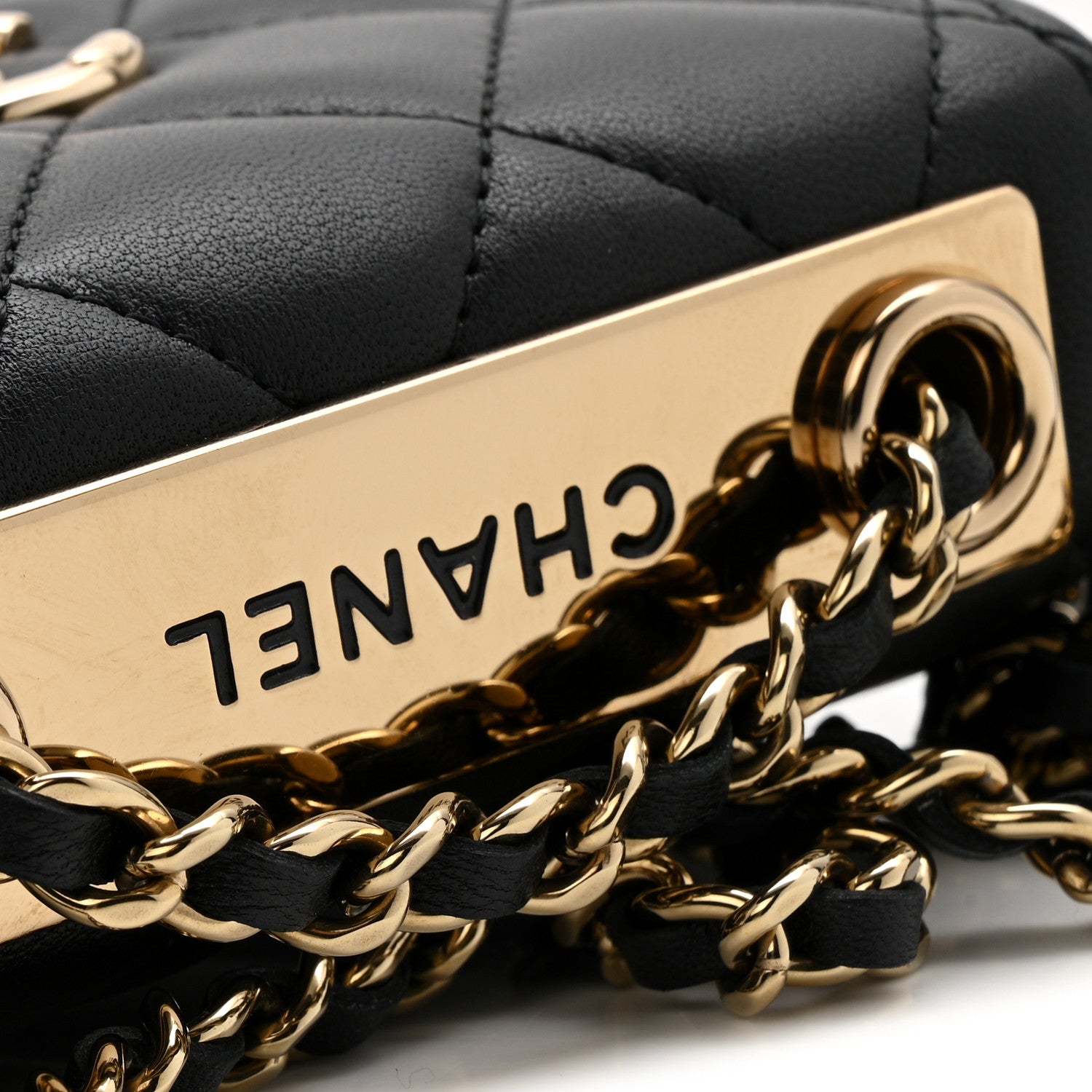Lambskin Quilted Mini Trendy CC Clutch With Chain Black