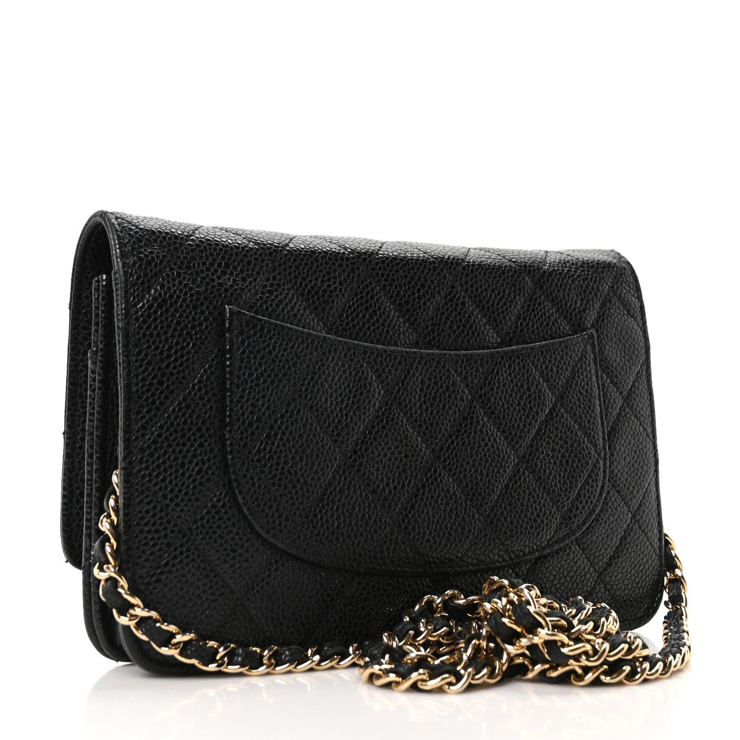 Caviar Quilted Wallet on Chain WOC Black