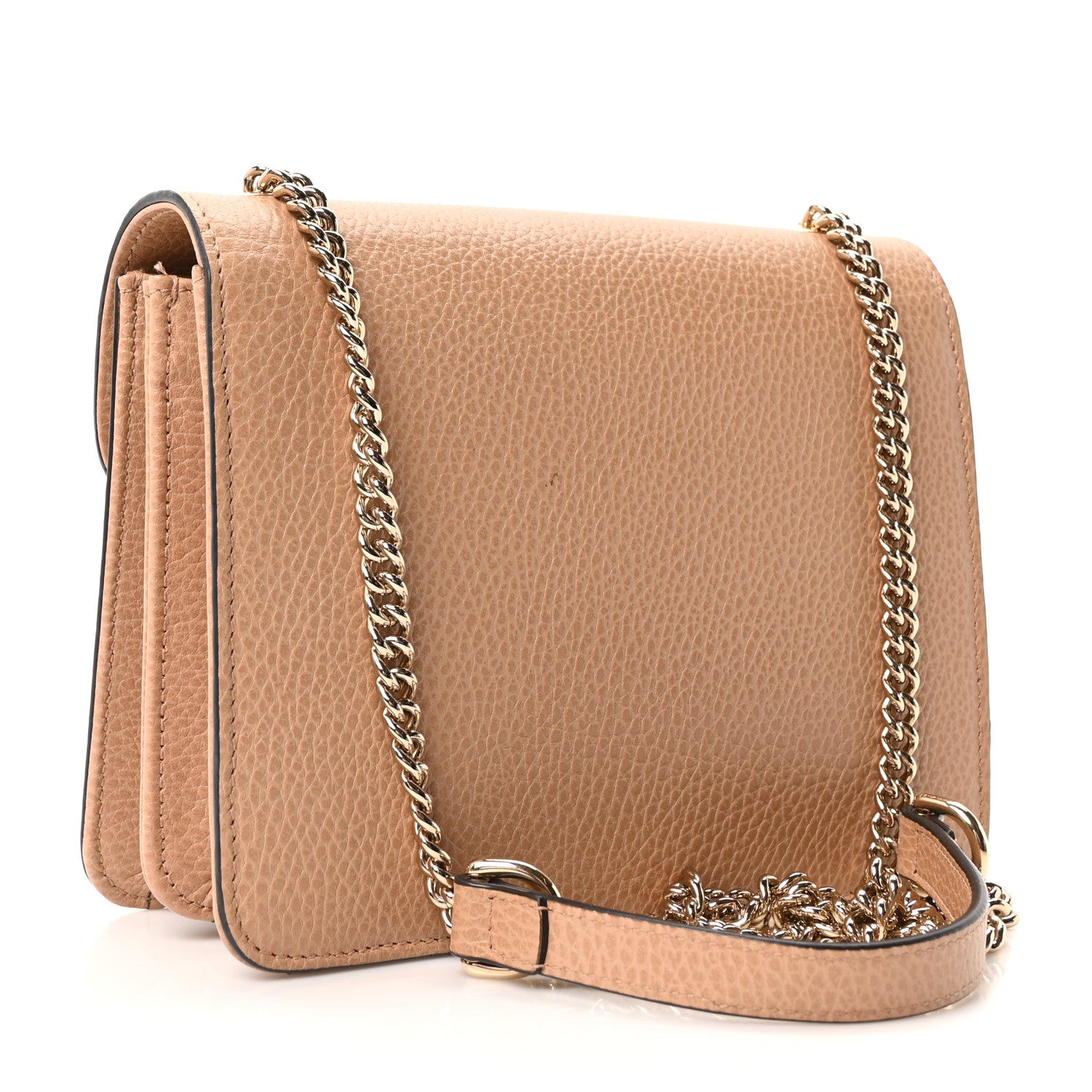 Dollar Calfskin Small Interlocking G Shoulder Bag Camelia