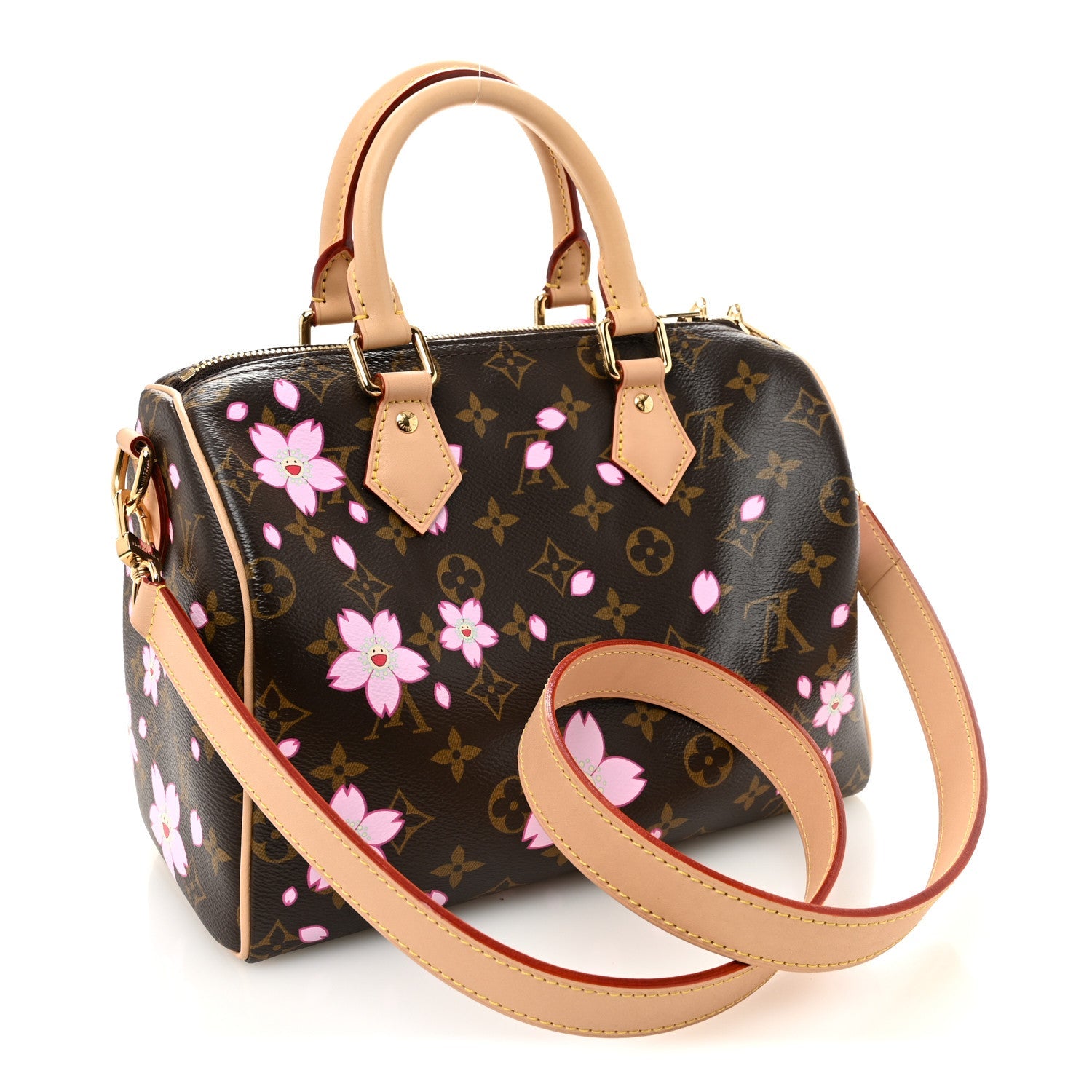 LV X TM Monogram Cherry Blossom Speedy Bandouliere 25 Sakura Brown