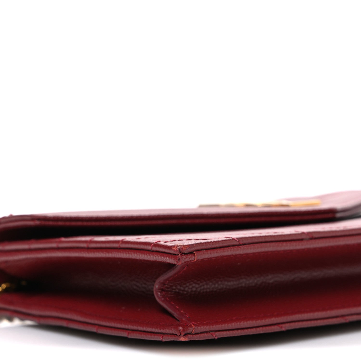 Grain De Poudre Matelasse Chevron Monogram Envelope Chain Wallet New Red