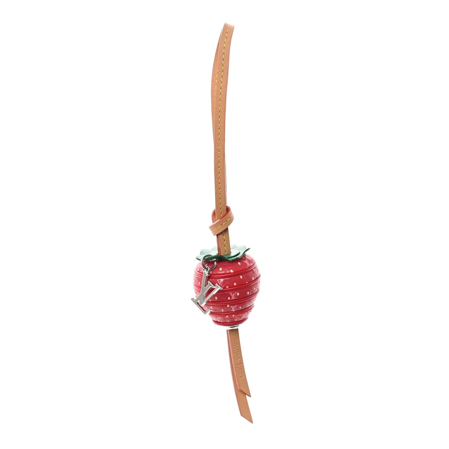 Calfskin Resin Strawberry Bag Charm Red