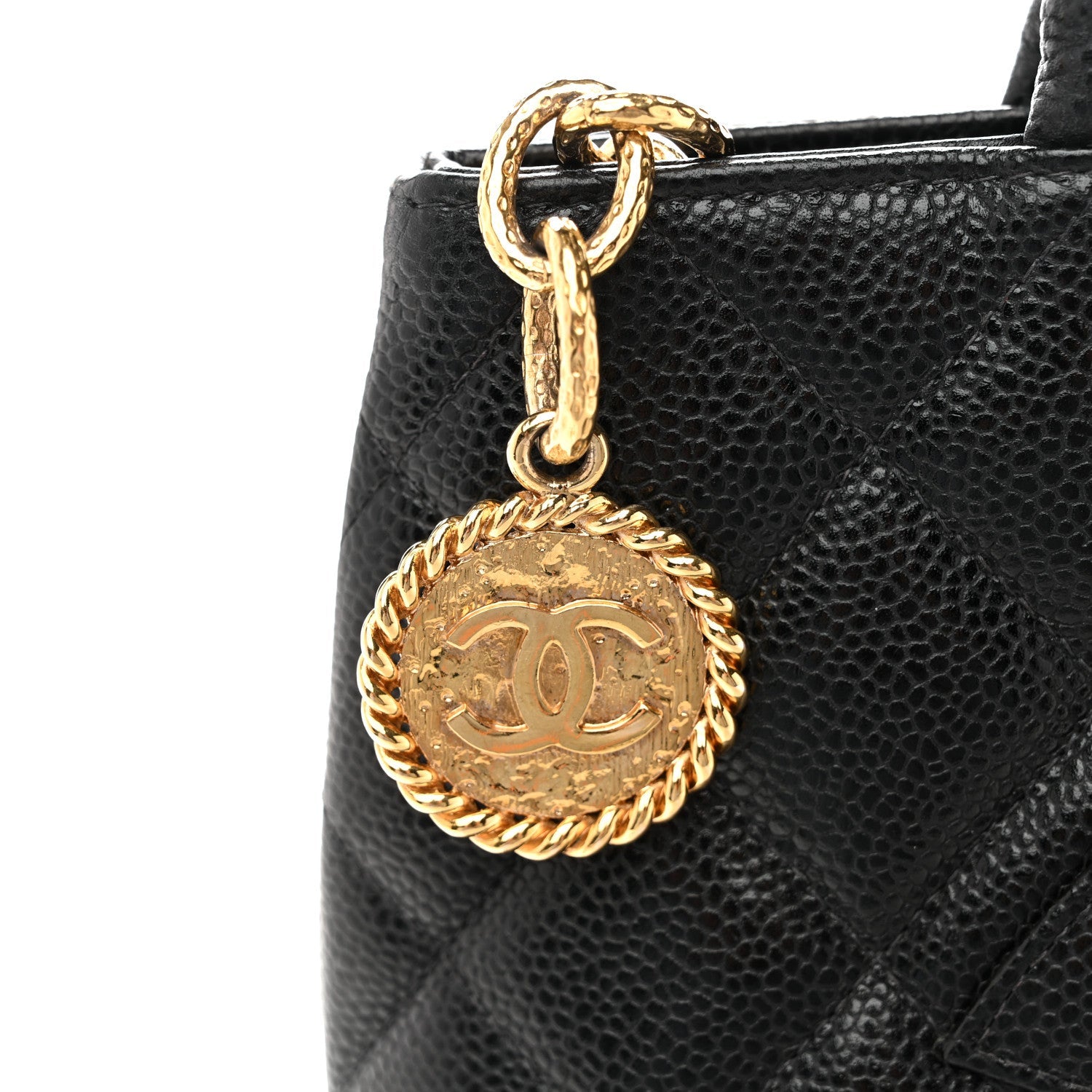 Caviar Quilted Medallion Tote Black