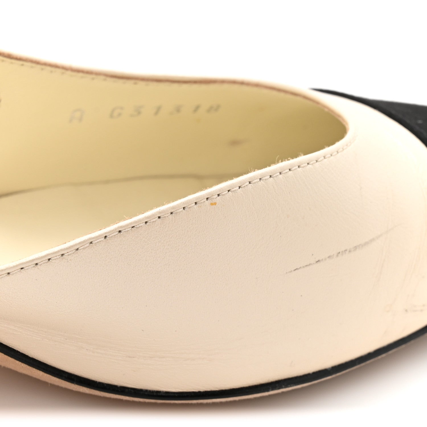 Lambskin Grosgrain Cap Toe CC Slingback Pumps 38 White Black