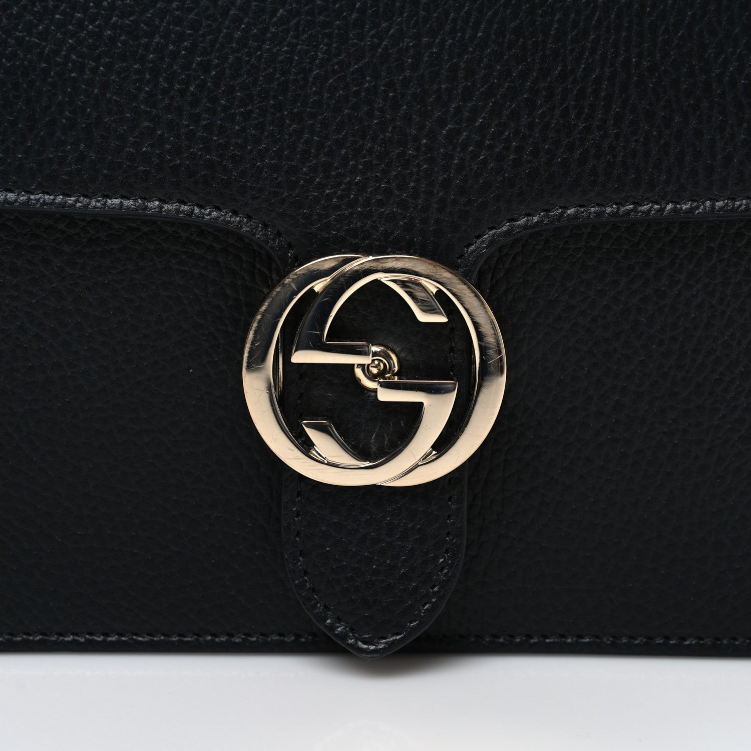 Dollar Calfskin Interlocking G Shoulder Bag Black