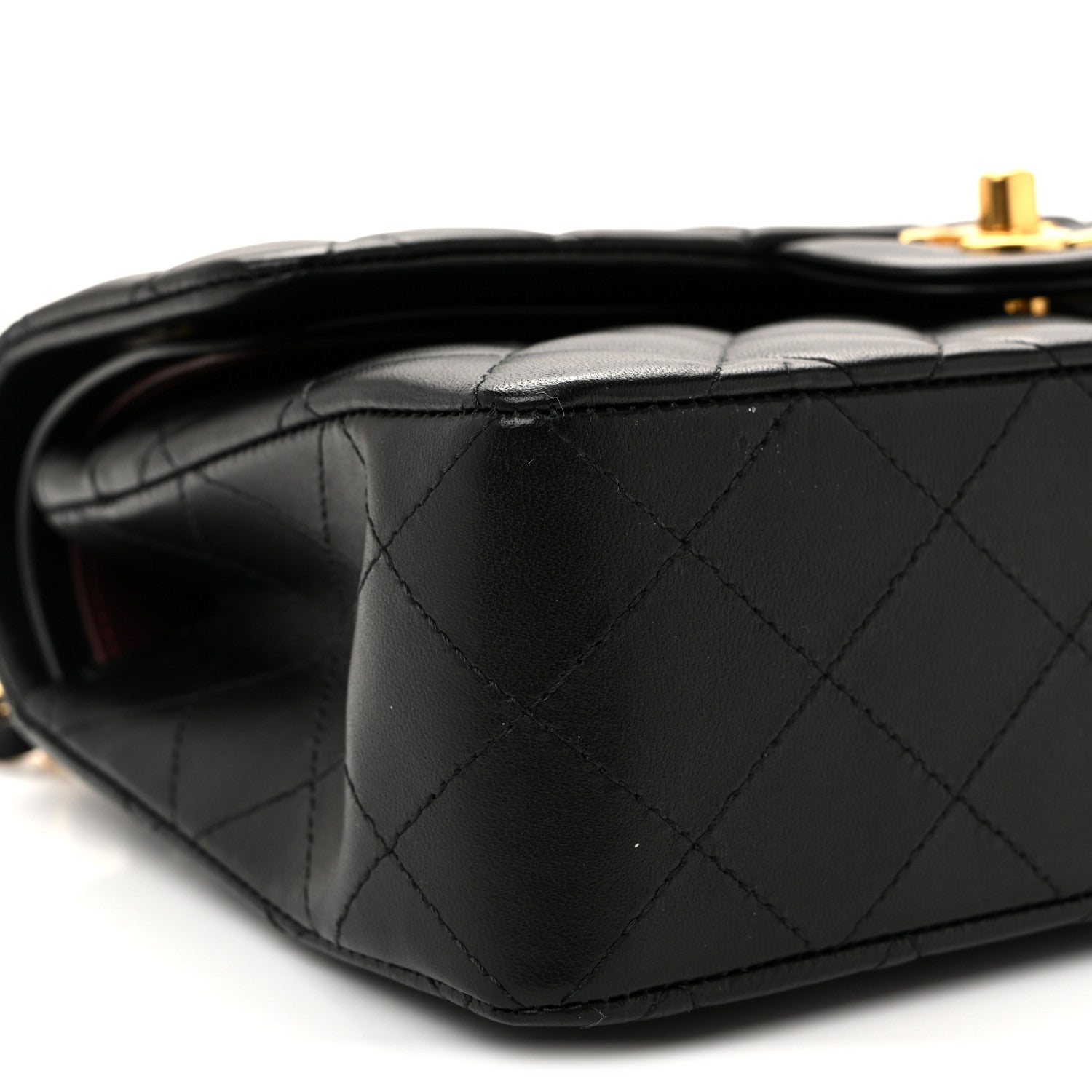 Lambskin Quilted Small Double Flap Black