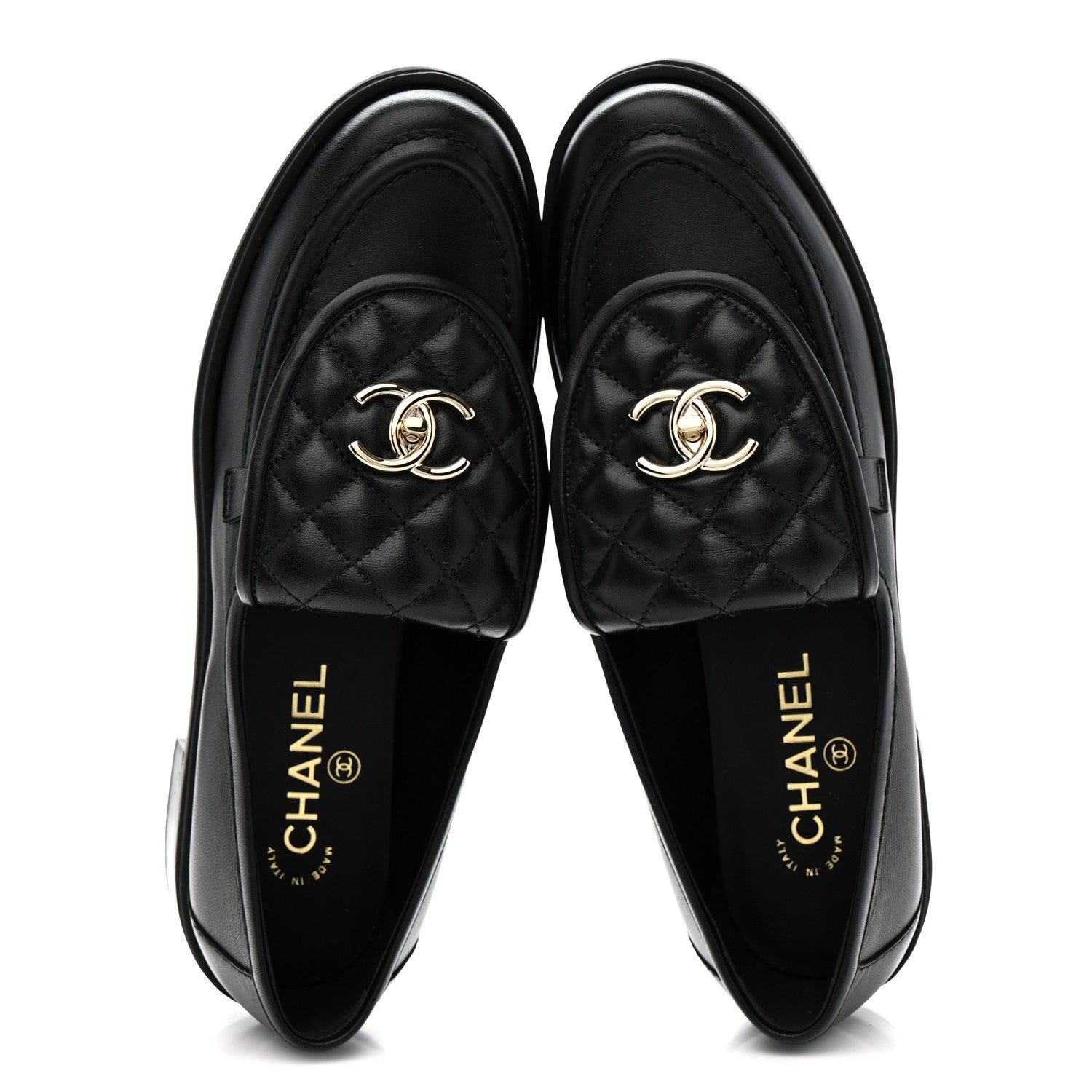 Lambskin Quilted CC Turnlock Loafers 40 Black