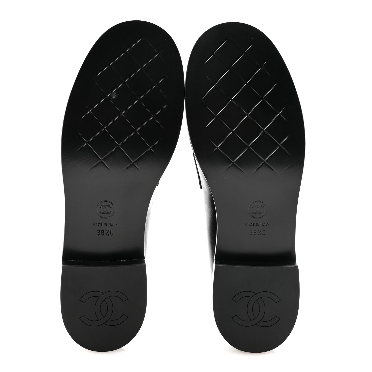 Shiny Calfskin CC Mocassin Loafers 38.5 Black