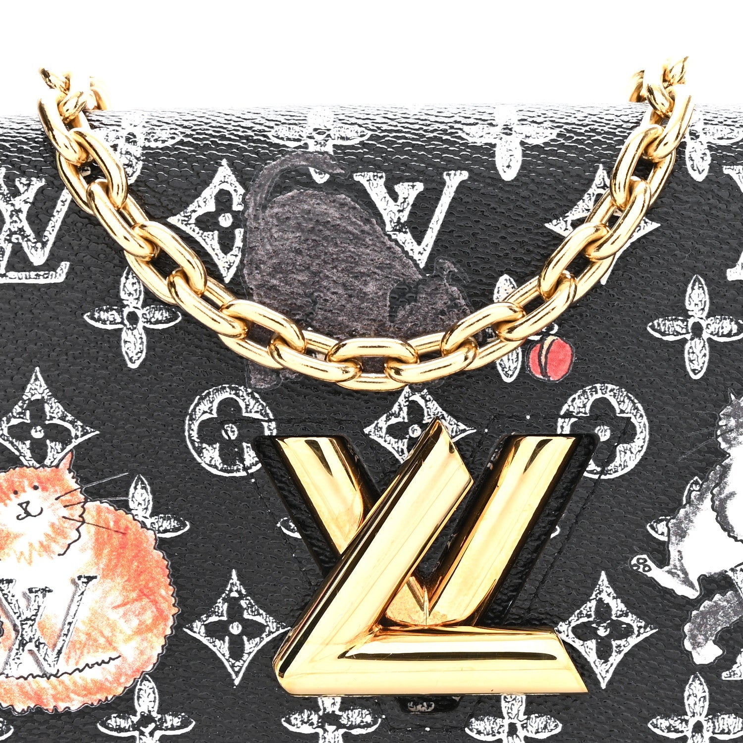 Catogram Twist Chain Wallet Black