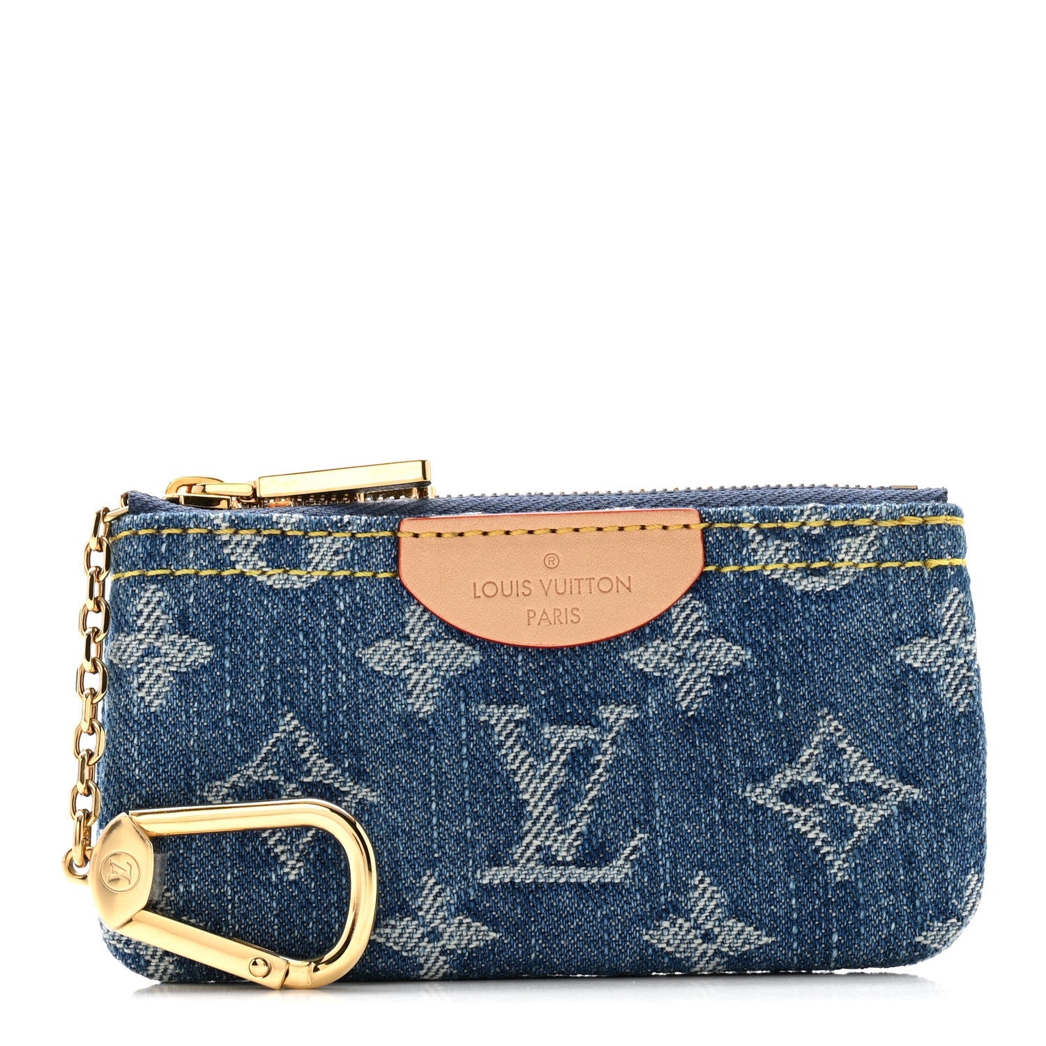 Monogram Denim Key Pouch Denim Blue