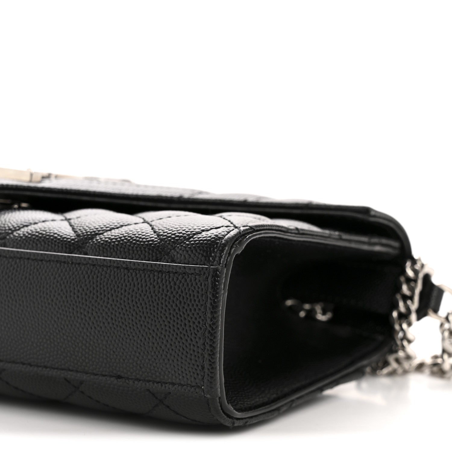 Grain De Poudre Textured Mixed Matelasse Triquilt Small Monogram Satchel Black