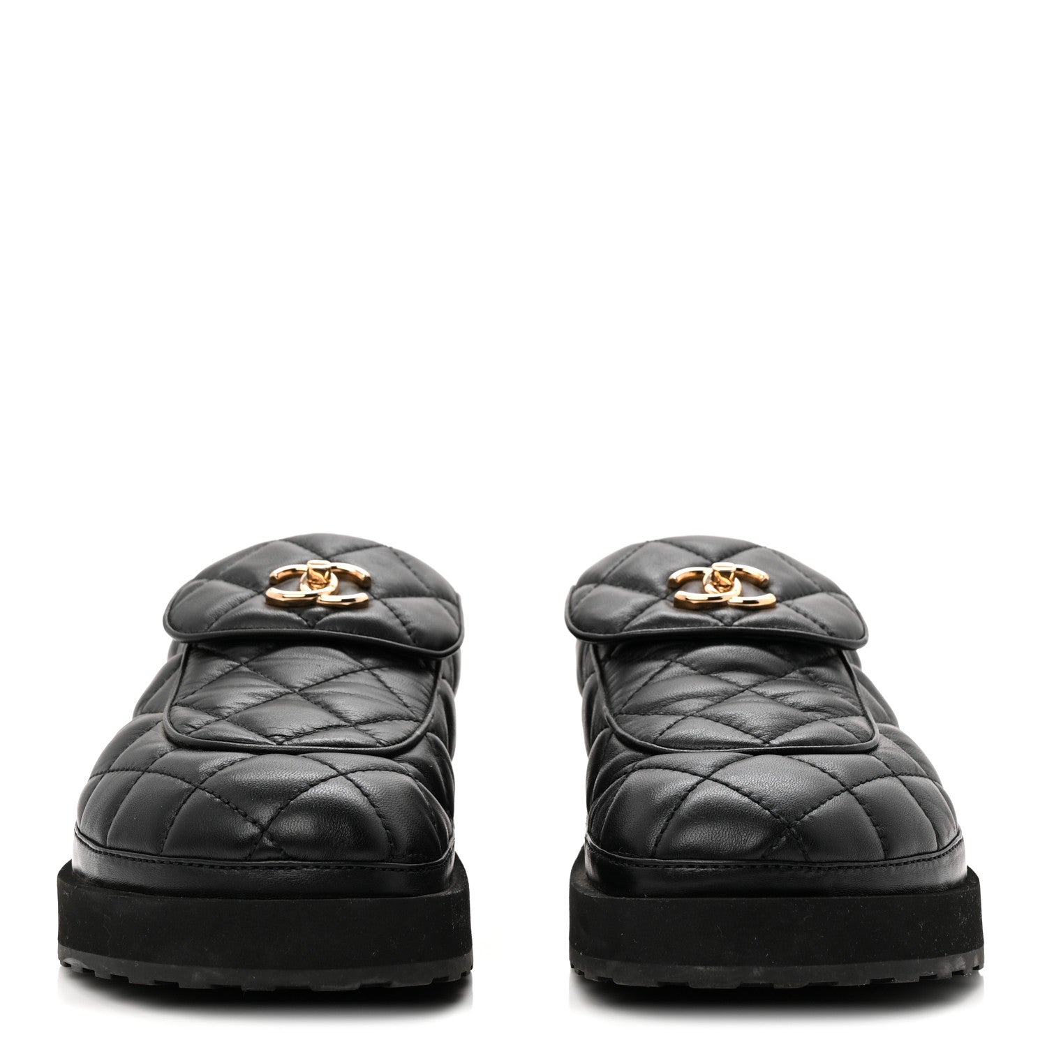 Lambskin Quilted CC Turnlock Mules 40 Black