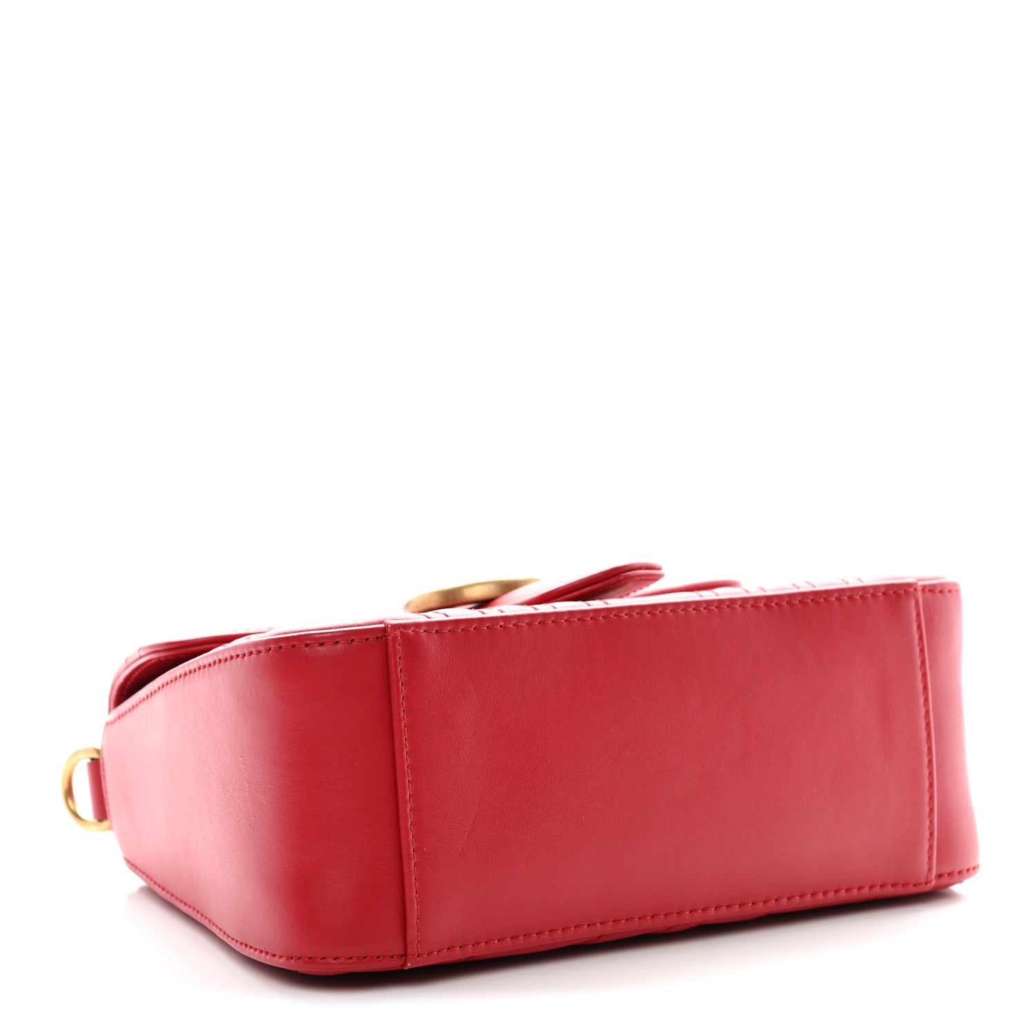 Calfskin Matelasse Mini GG Marmont Top Handle Shoulder Bag Hibiscus Red