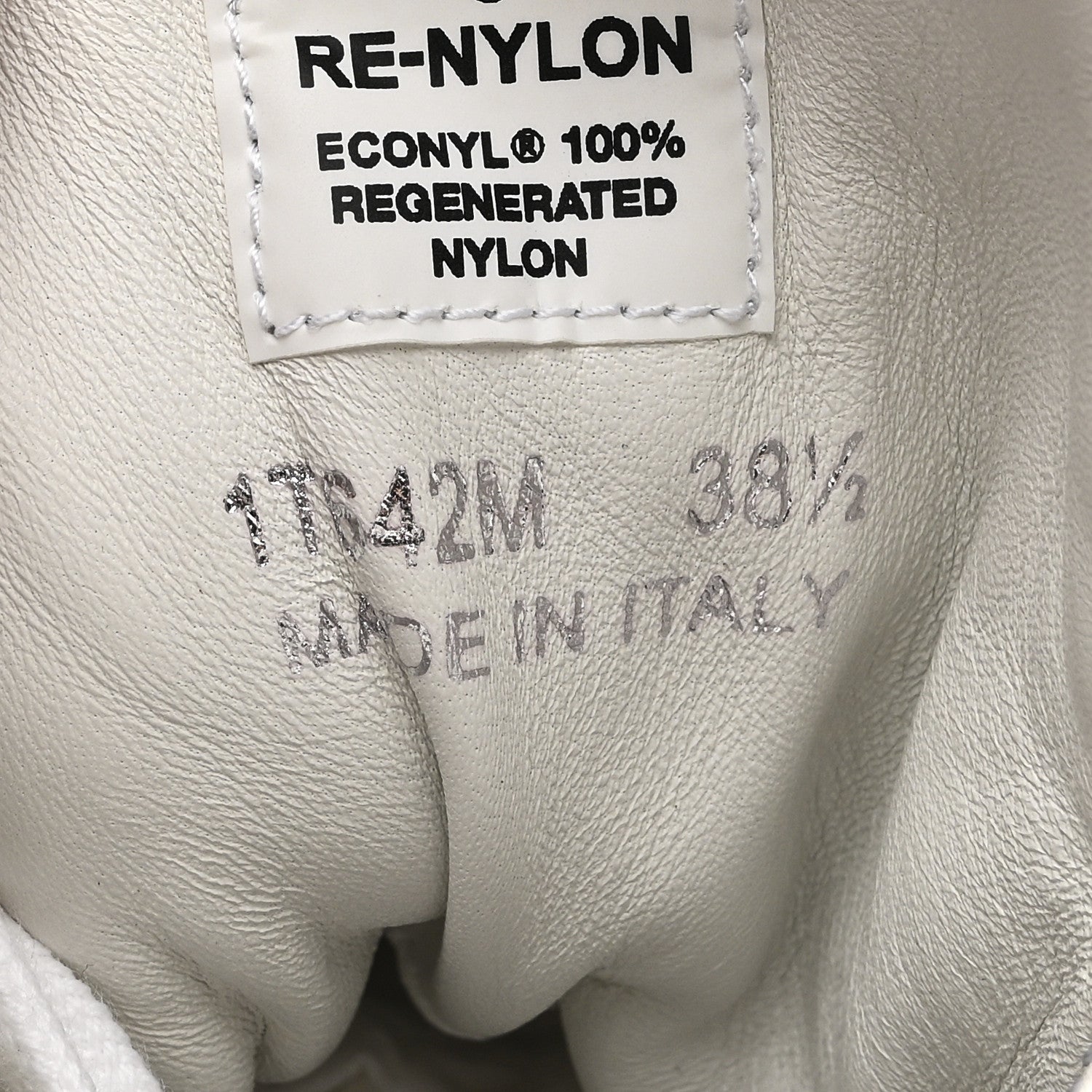 Re-Nylon Gabardine Spazzolato Macro Quilted Triangle Logo High Top 45mm Sneakers 38.5 White