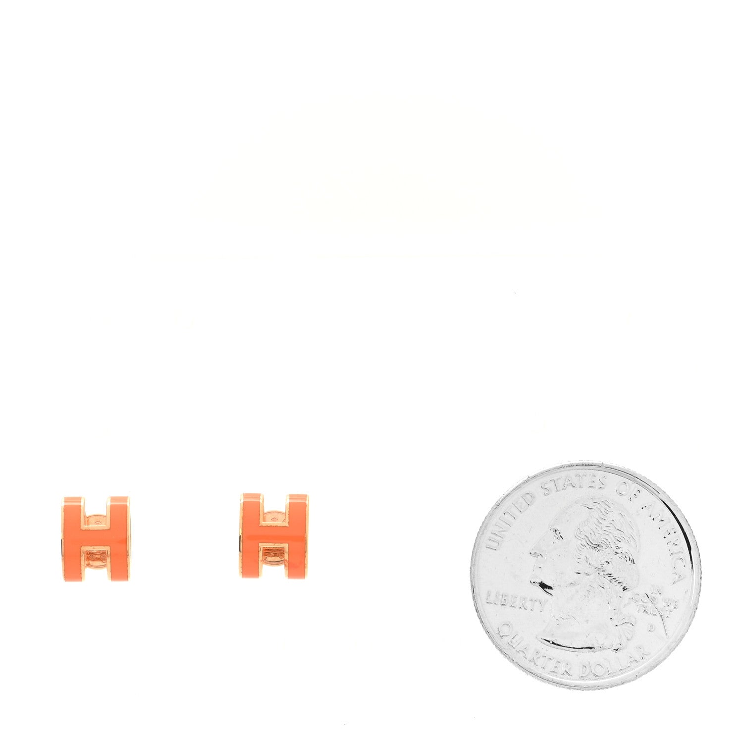 Gold Lacquered Mini Pop H Earrings Orange