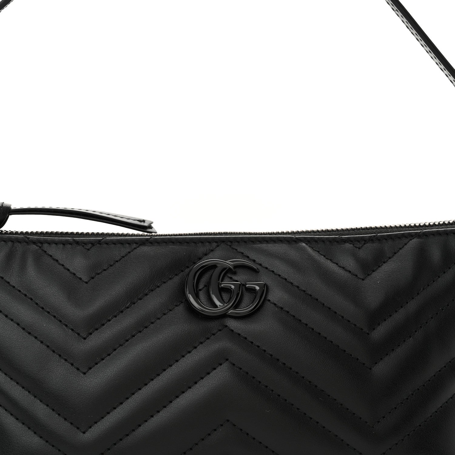 Calfskin Matelasse Chevron Monochrome GG Marmont Sling Shoulder Bag Black