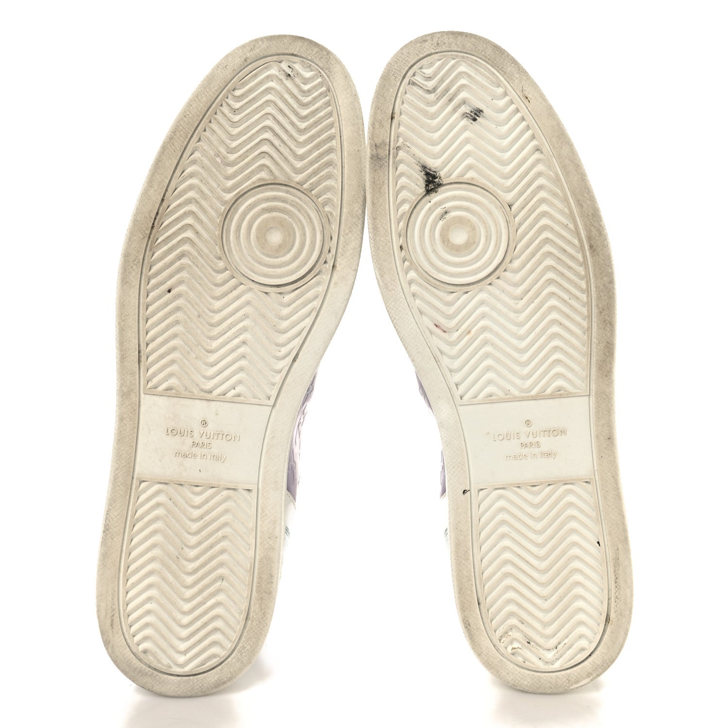 Calfskin Suede Monogram Mens Rivoli High Top Sneakers 10 White Multicolor