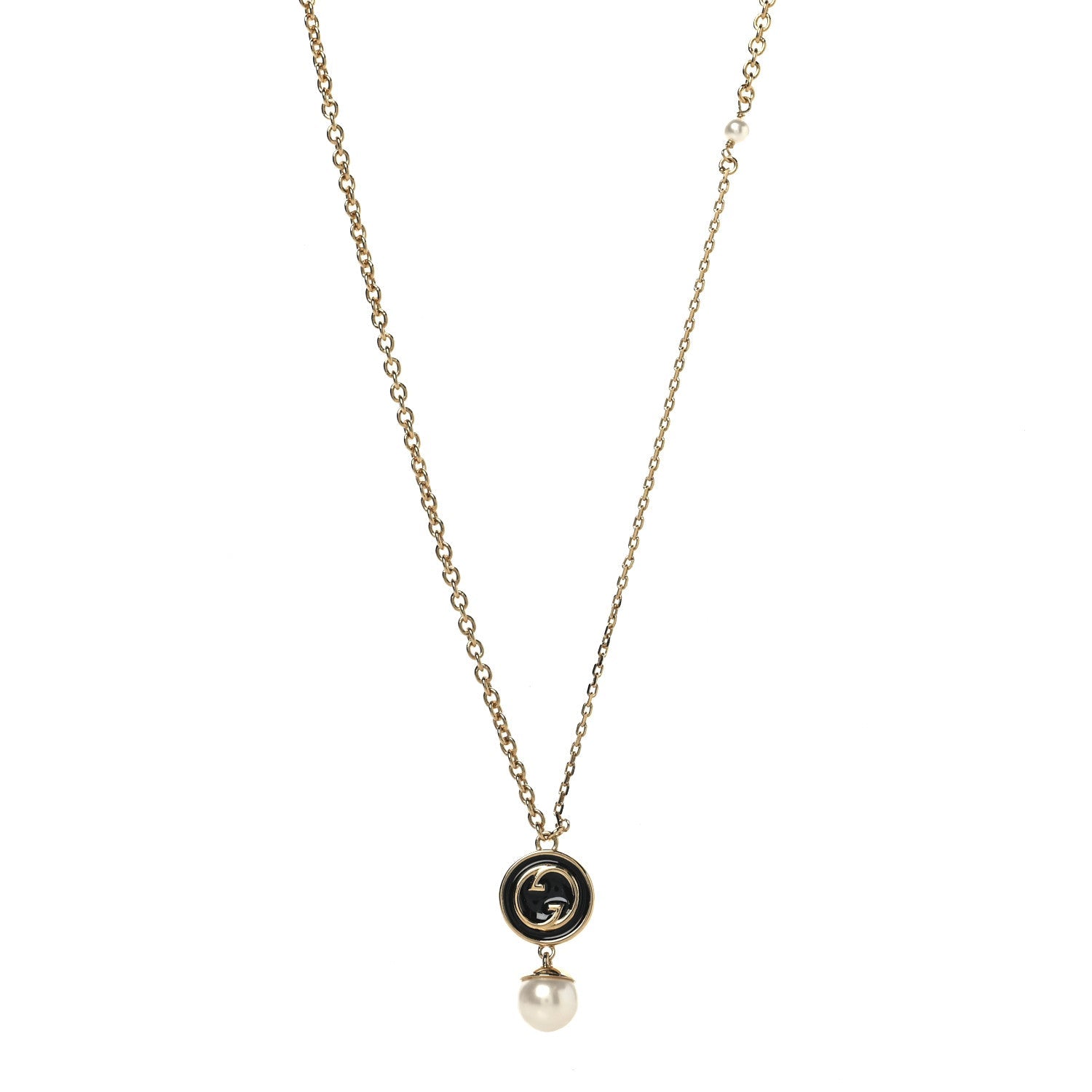 Metal Enamel Blondie Pendant Necklace Gold Black