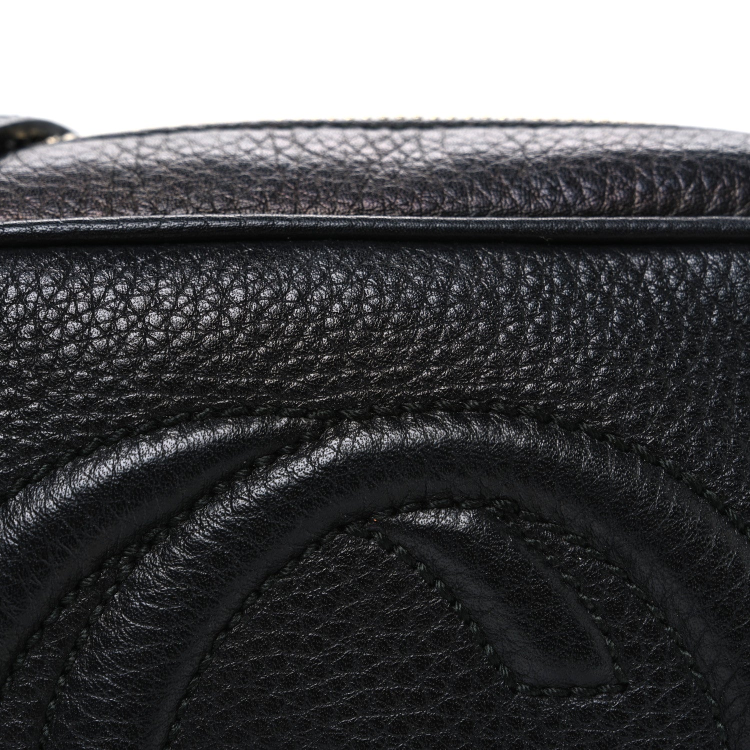 Pebbled Calfskin Small Soho Disco Bag Black