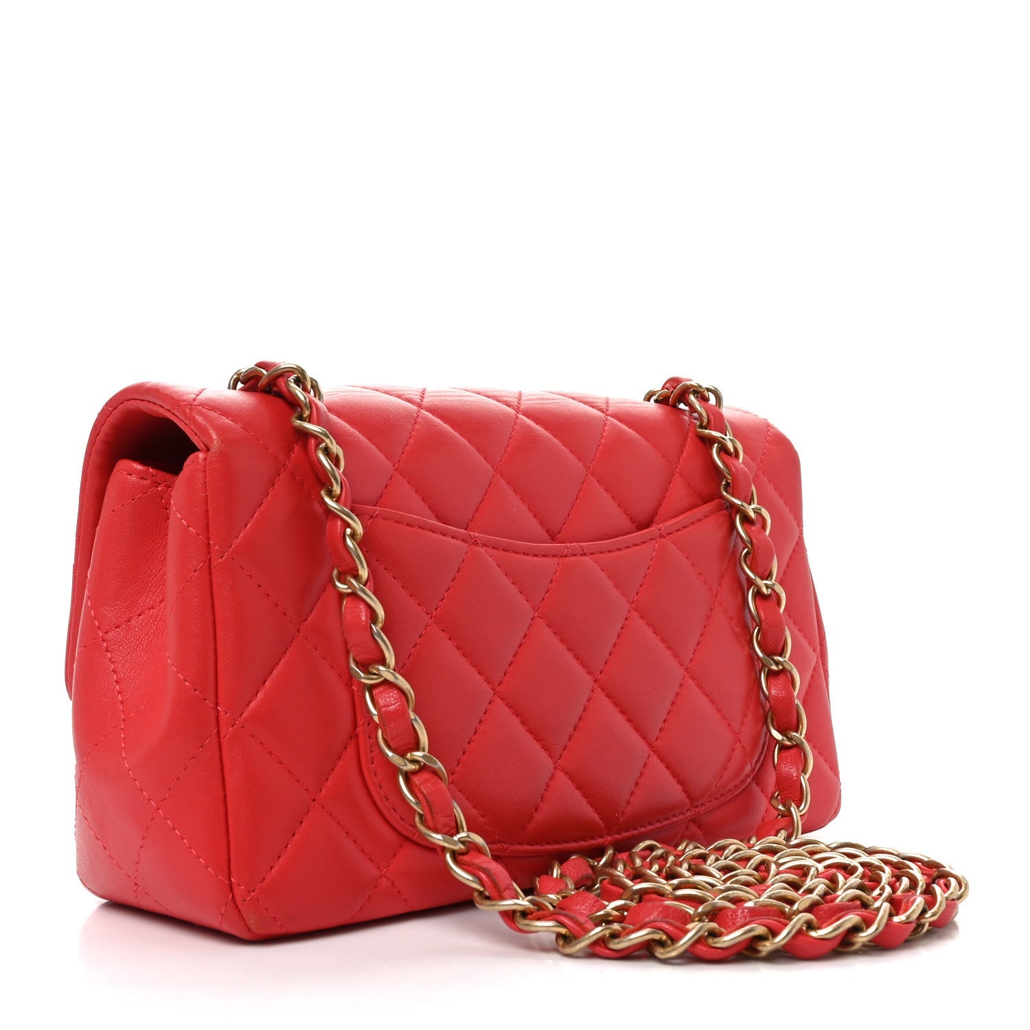 Lambskin Quilted Mini Rectangular Flap Red