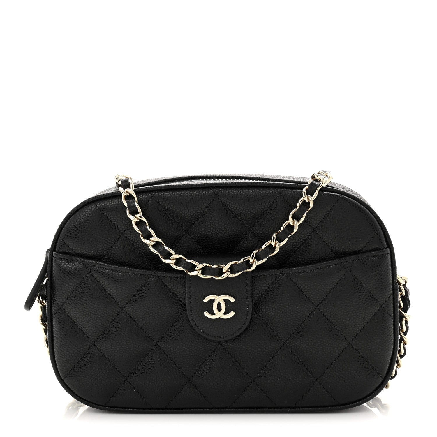 Caviar Quilted Chain Camera Bag Black