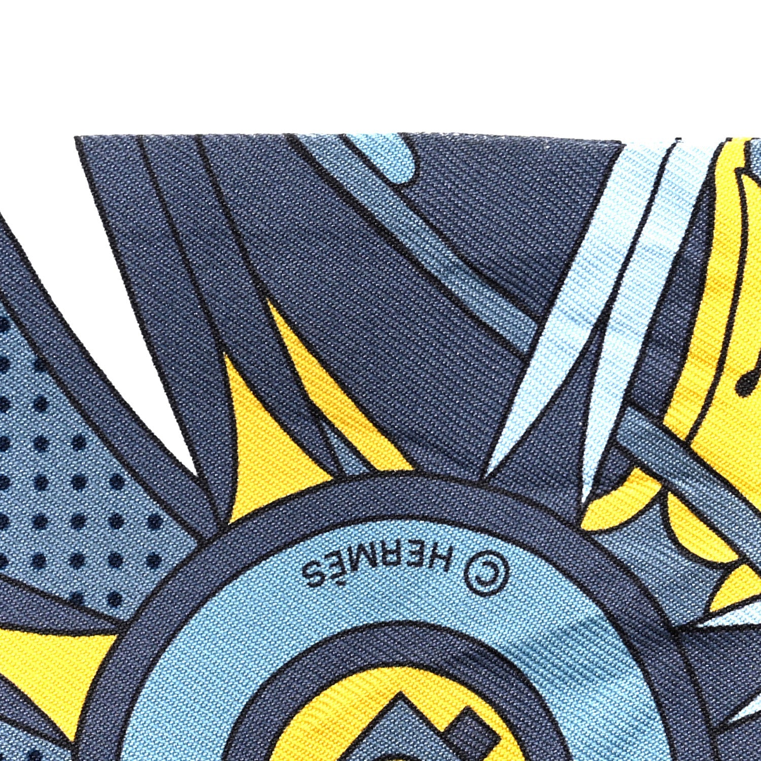 Silk Washington's Carriage Detail Twilly Gris Bleu Jean Jaune