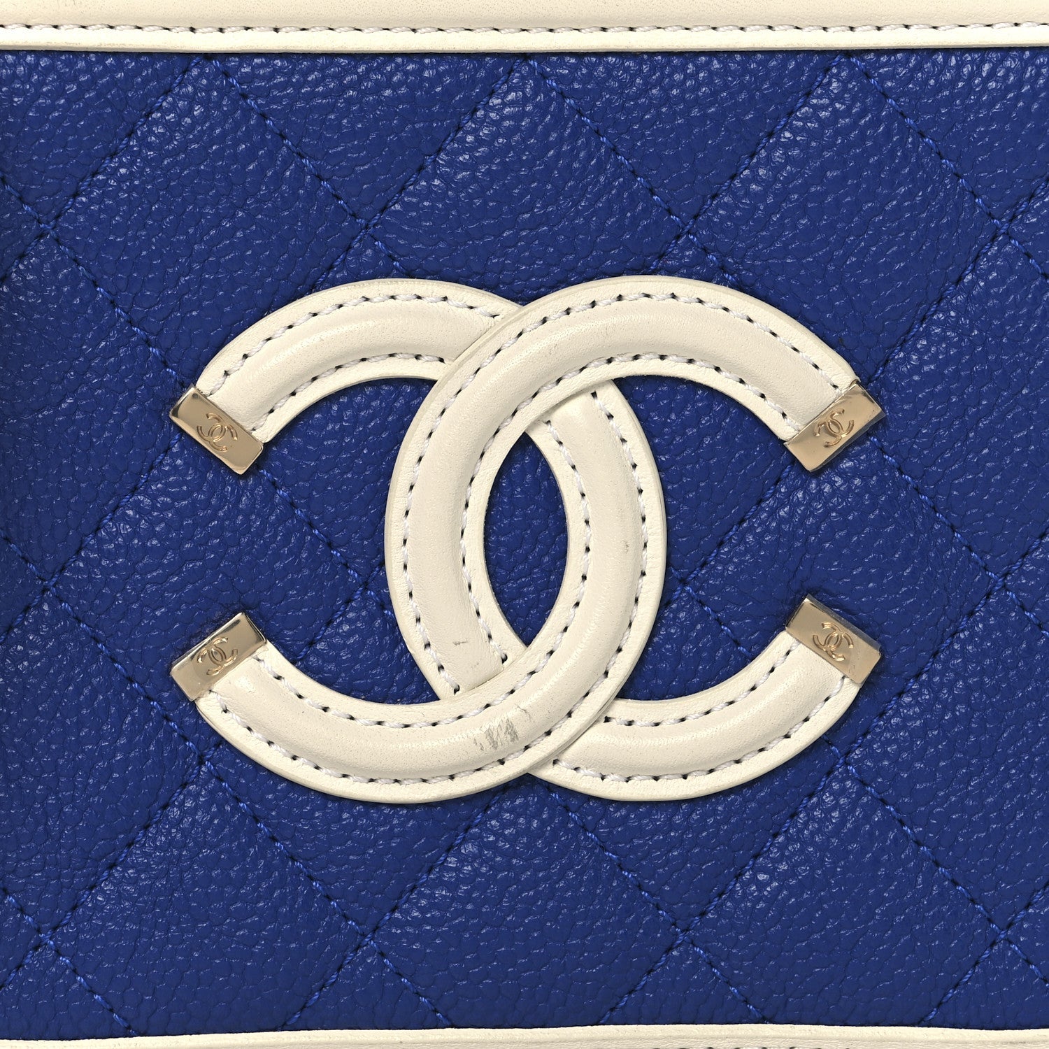 Caviar Quilted Small CC Filigree Vanity Case Blue White Red