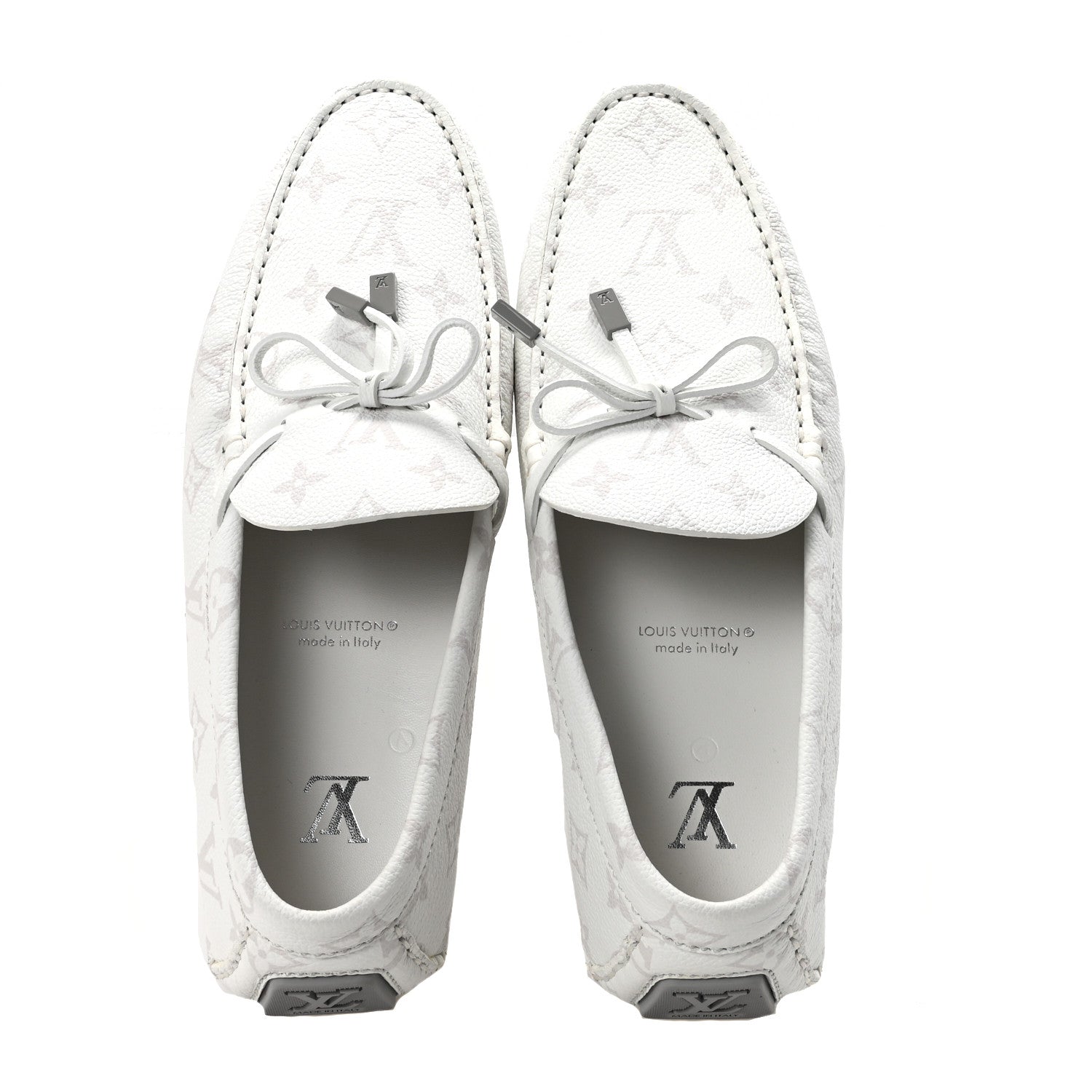 Monogram LV Driver Moccasin Loafers 7.5 White
