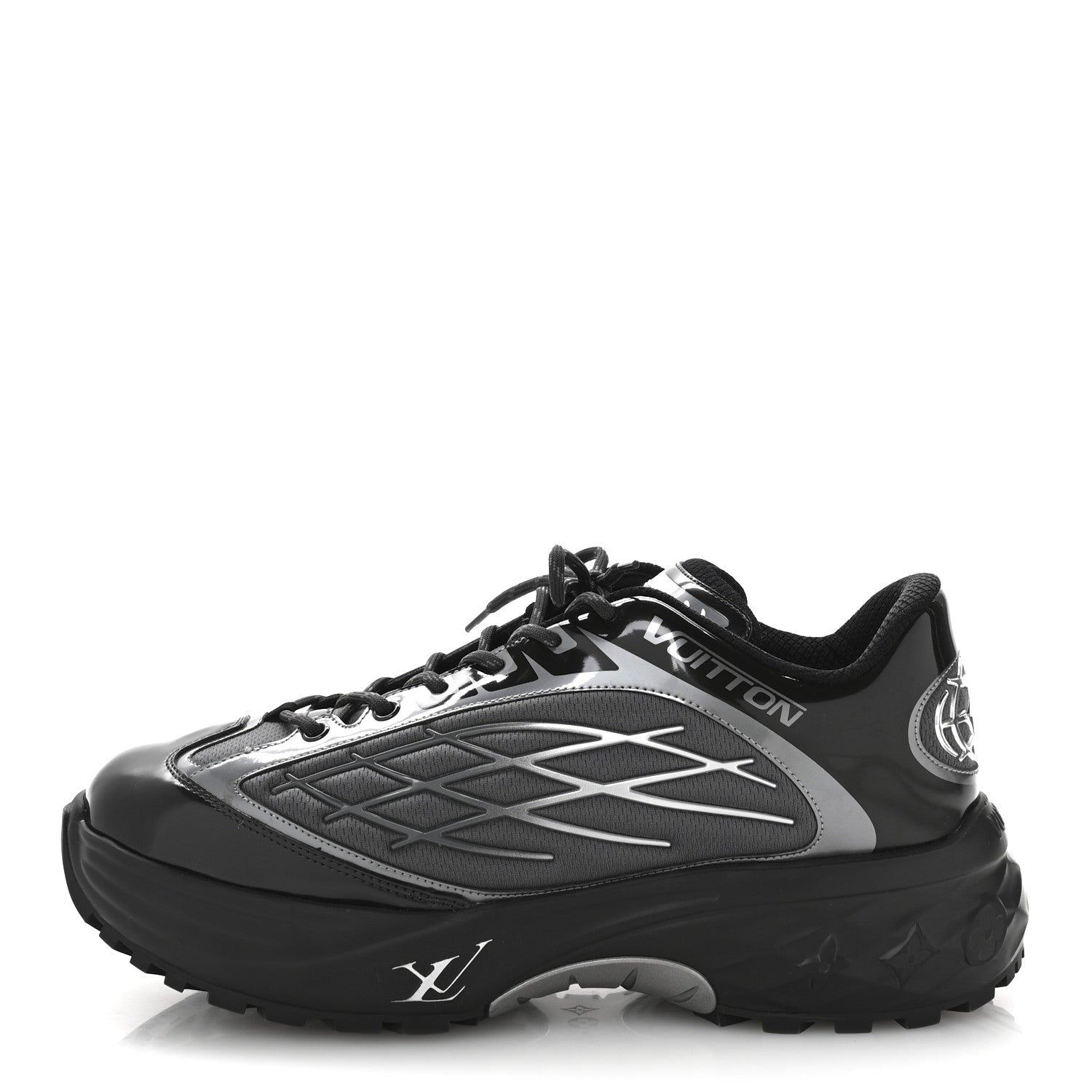 Monogram Discovery Lace Up Sneakers 9.5 Black Silver